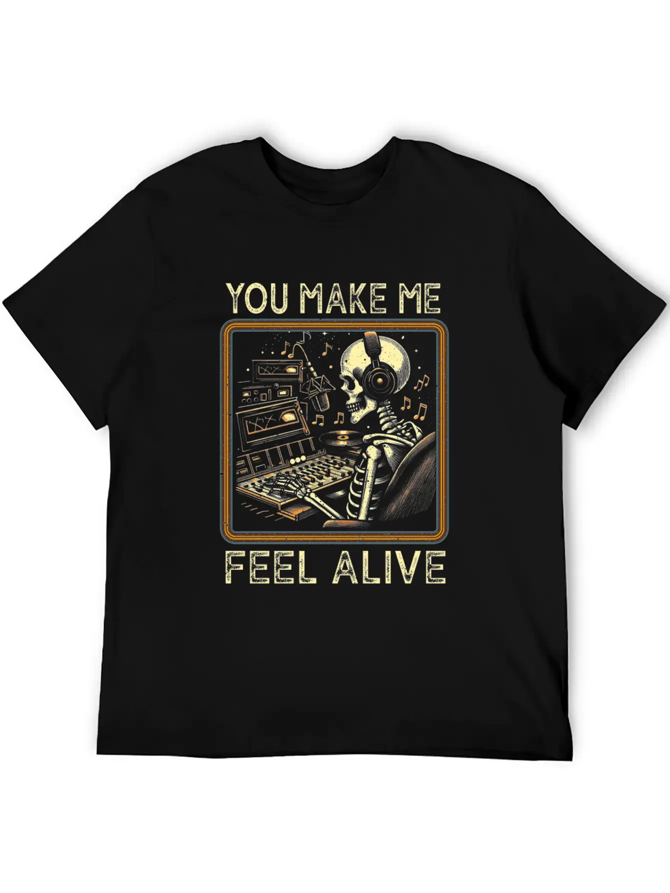 Vintage Skeleton Funny Music Producer Classic Cotton Tee – Unisex Comfort For Any Season