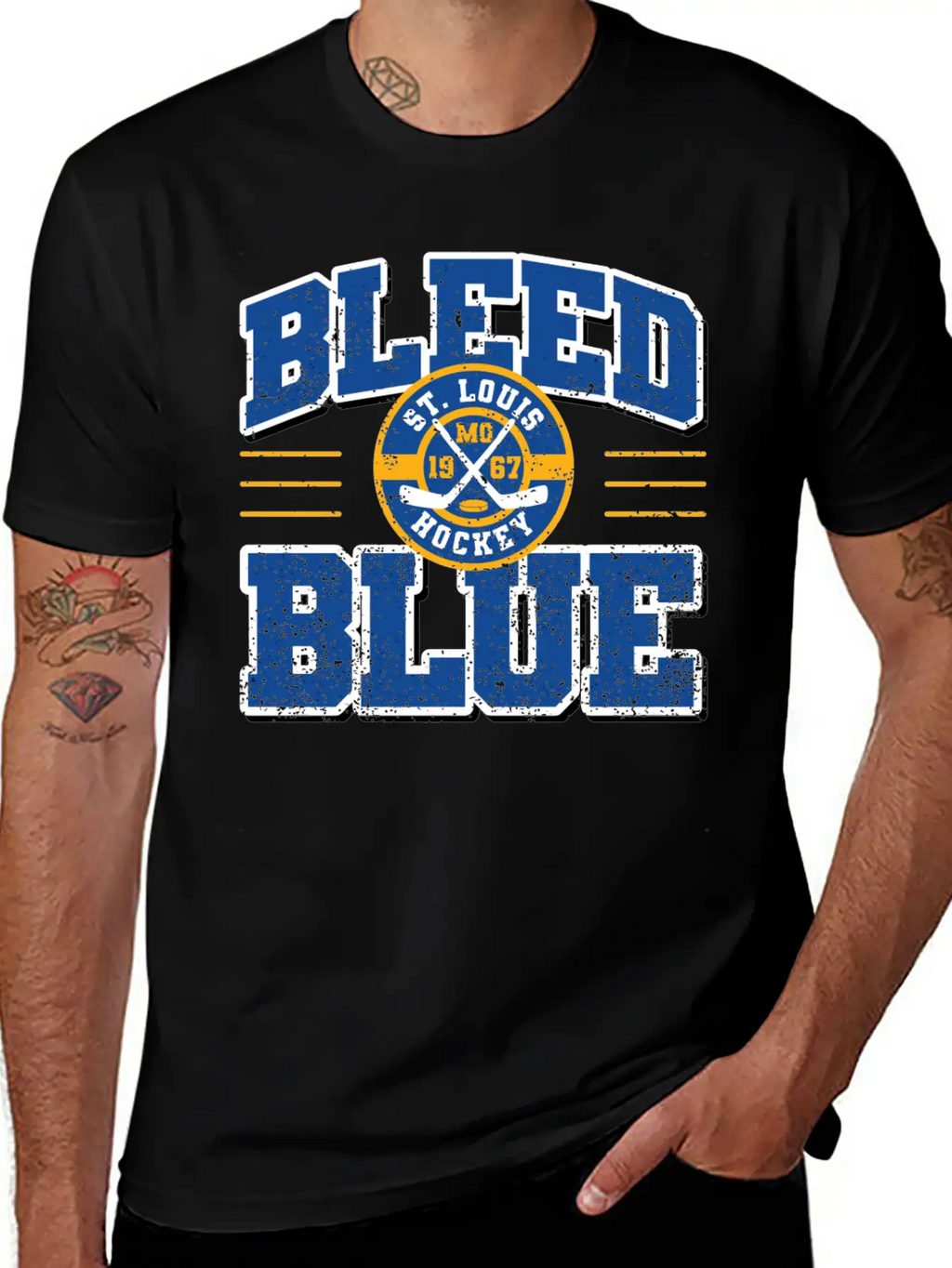 Vintage Stlouis Ice Hockey Bleed Blue Sticks Gift Timeless Short Sleeve Tee – Comfy And Minimalist Design