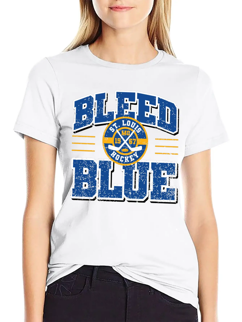 Vintage Stlouis Ice Hockey Bleed Blue Sticks Gift Timeless Short Sleeve Tee – Comfy And Minimalist Design