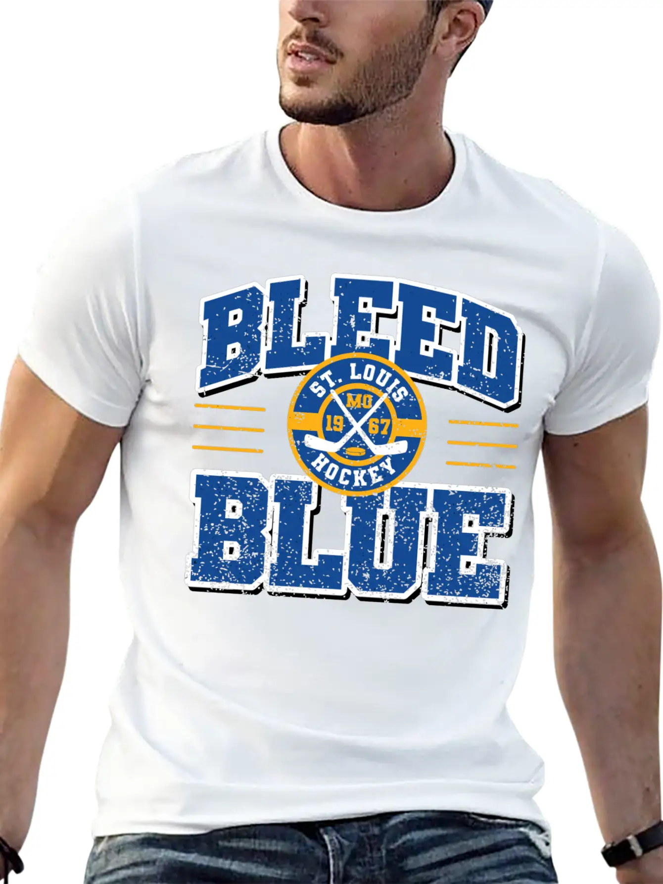 Vintage Stlouis Ice Hockey Bleed Blue Sticks Gift Timeless Short Sleeve Tee – Comfy And Minimalist Design