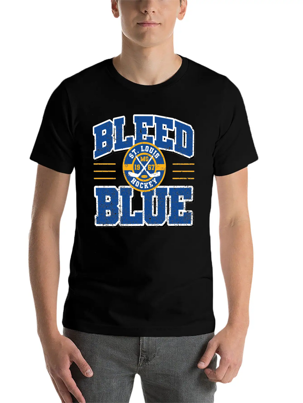 Vintage Stlouis Ice Hockey Bleed Blue Sticks Gift Timeless Short Sleeve Tee – Comfy And Minimalist Design