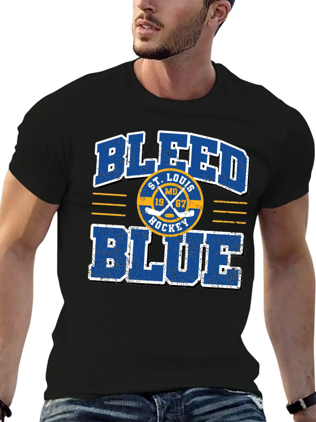 Vintage Stlouis Ice Hockey Bleed Blue Sticks Gift Timeless Short Sleeve Tee – Comfy And Minimalist Design