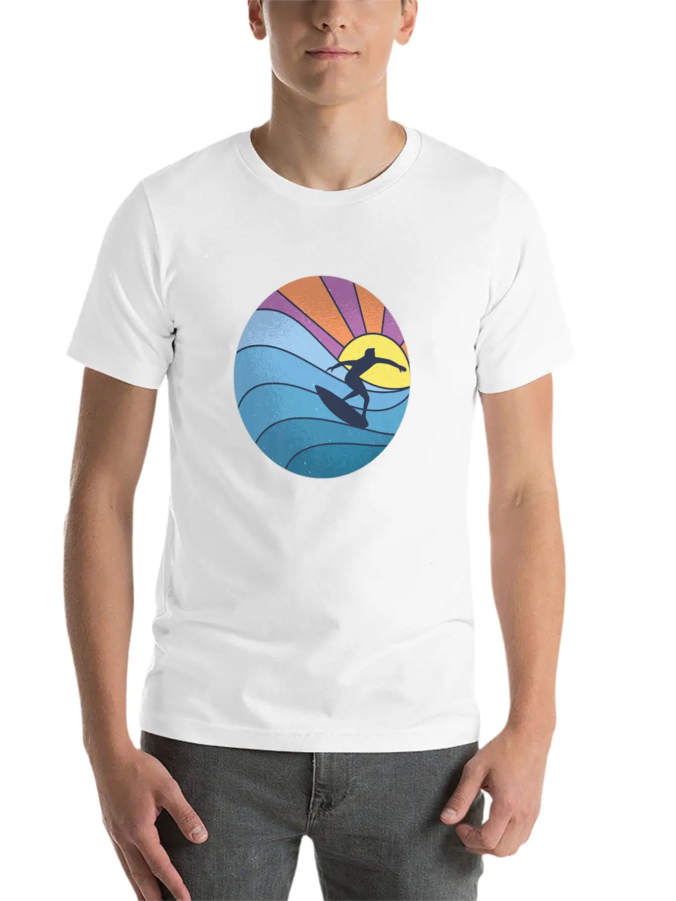 Vintage Surfing Beach Summer Retro Surf Surfer Basic Graphic T-Shirt – Daily Comfort In Soft Cotton
