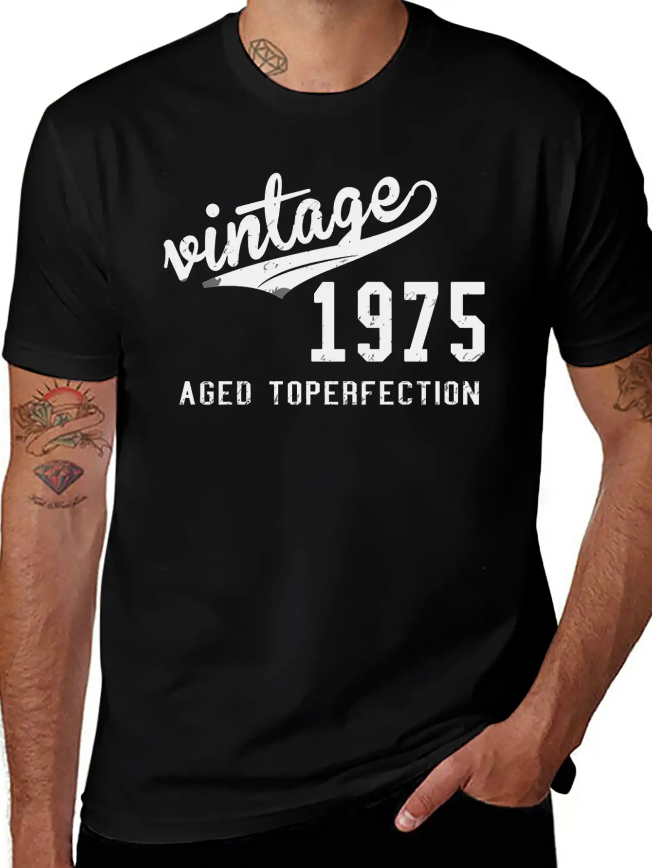 Vintage - Vintage 1975 Aged Toperfection Basic Graphic T-Shirt – Daily Comfort In Soft Cotton