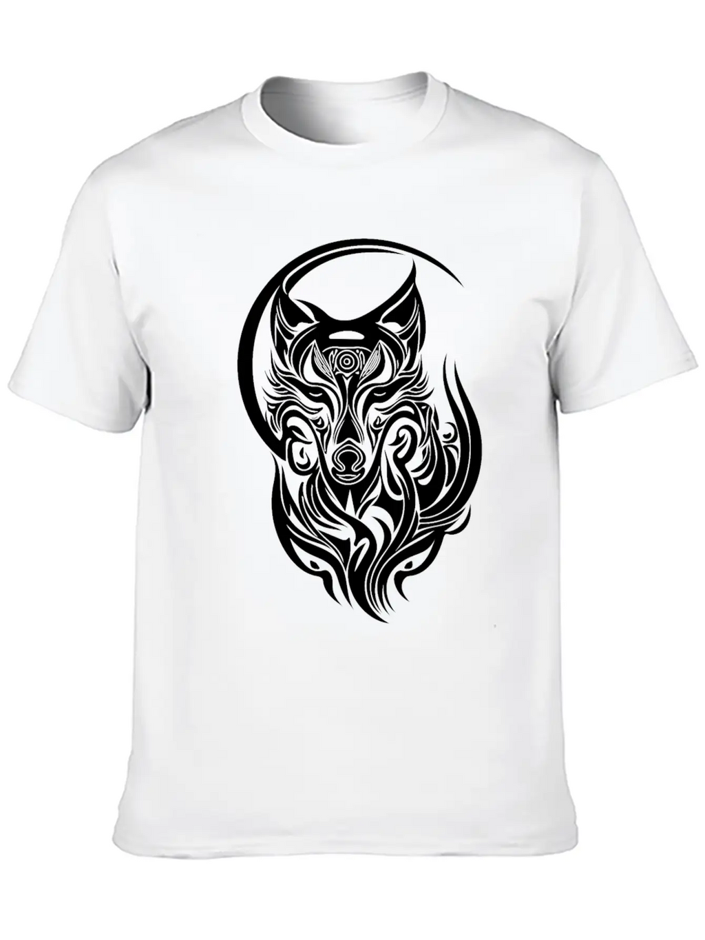 Vintage Wolf Portrait Tribal Tattoo Style Breathable Graphic T-Shirt – Perfect For Casual Days