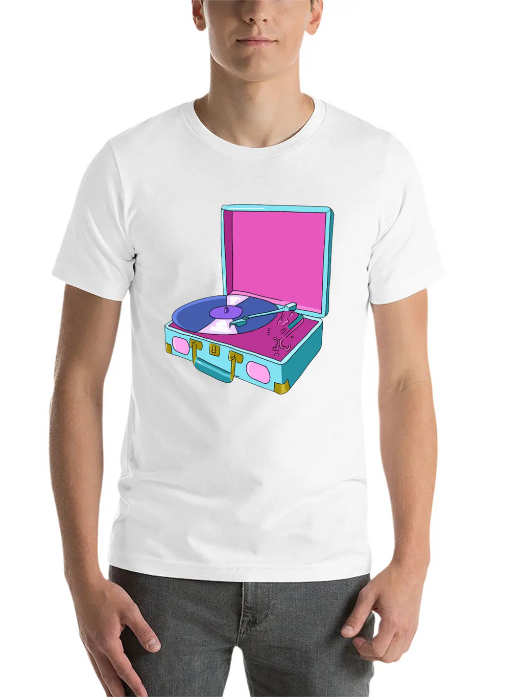 Vinyl Record Player Breathable Soft Cotton T-Shirt – Timeless Casual Look