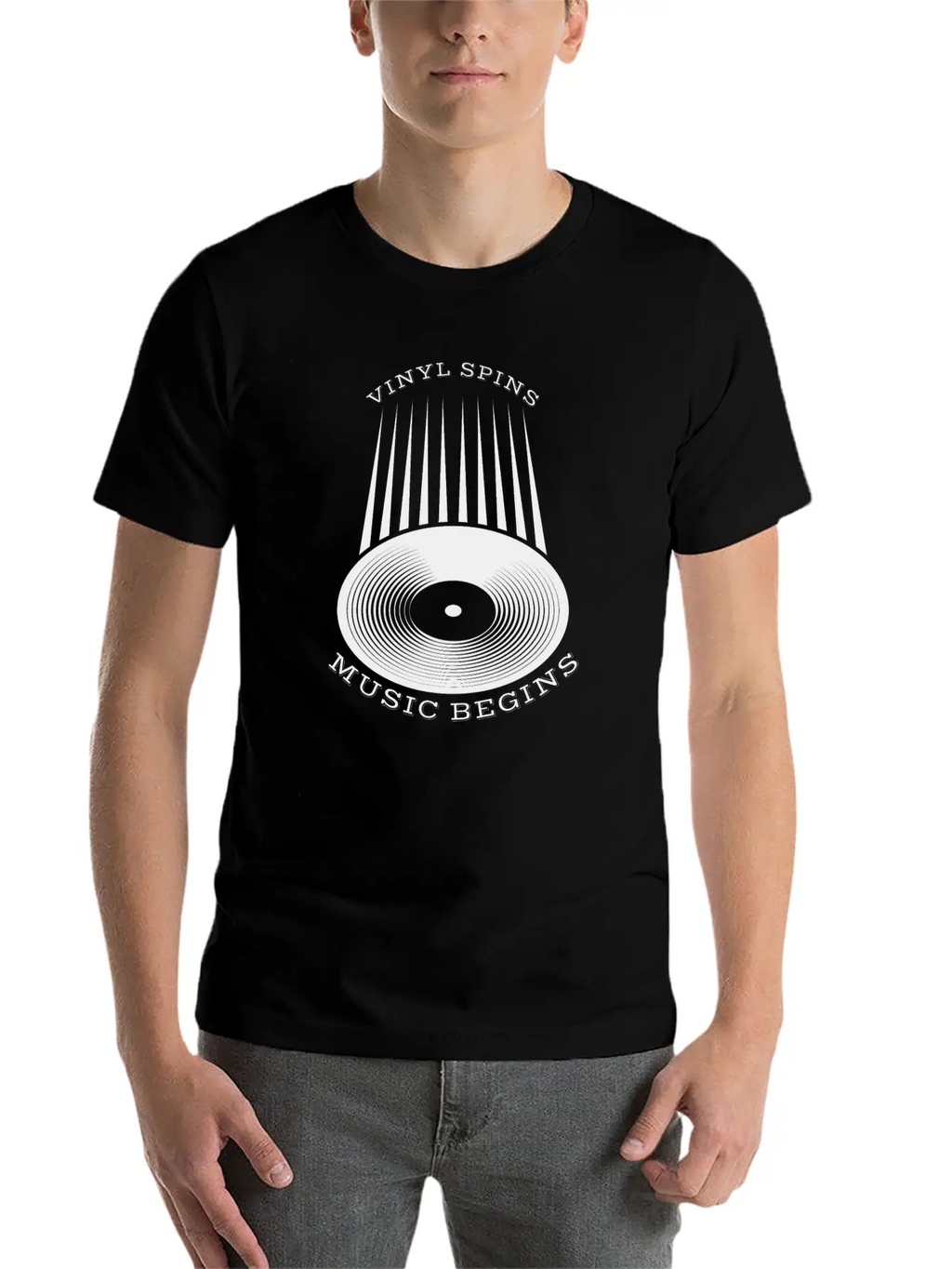 Vinyl Spins Music Begins Breathable Soft Cotton T-Shirt – Timeless Casual Look