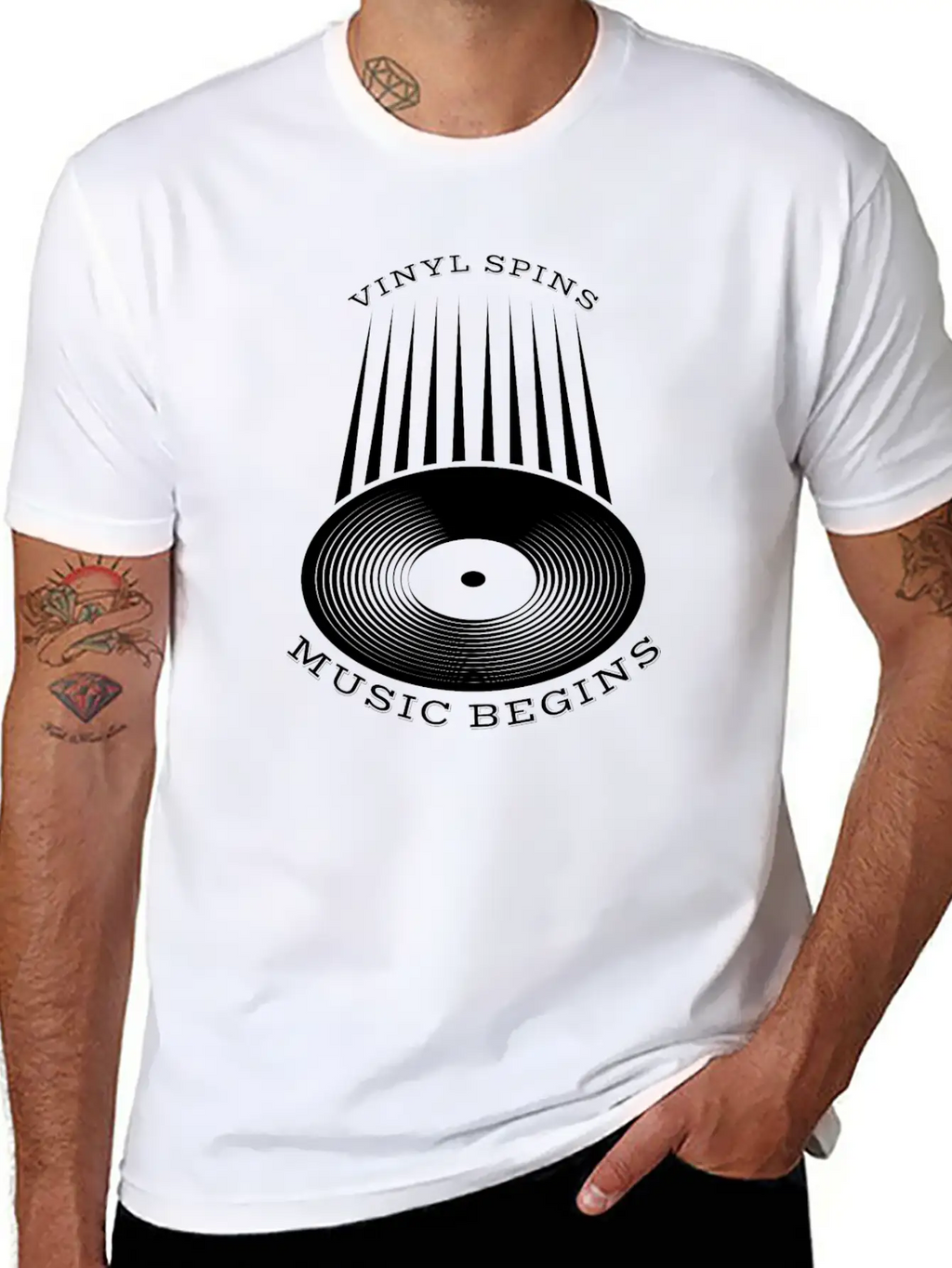 Vinyl Spins Music Begins Breathable Soft Cotton T-Shirt – Timeless Casual Look