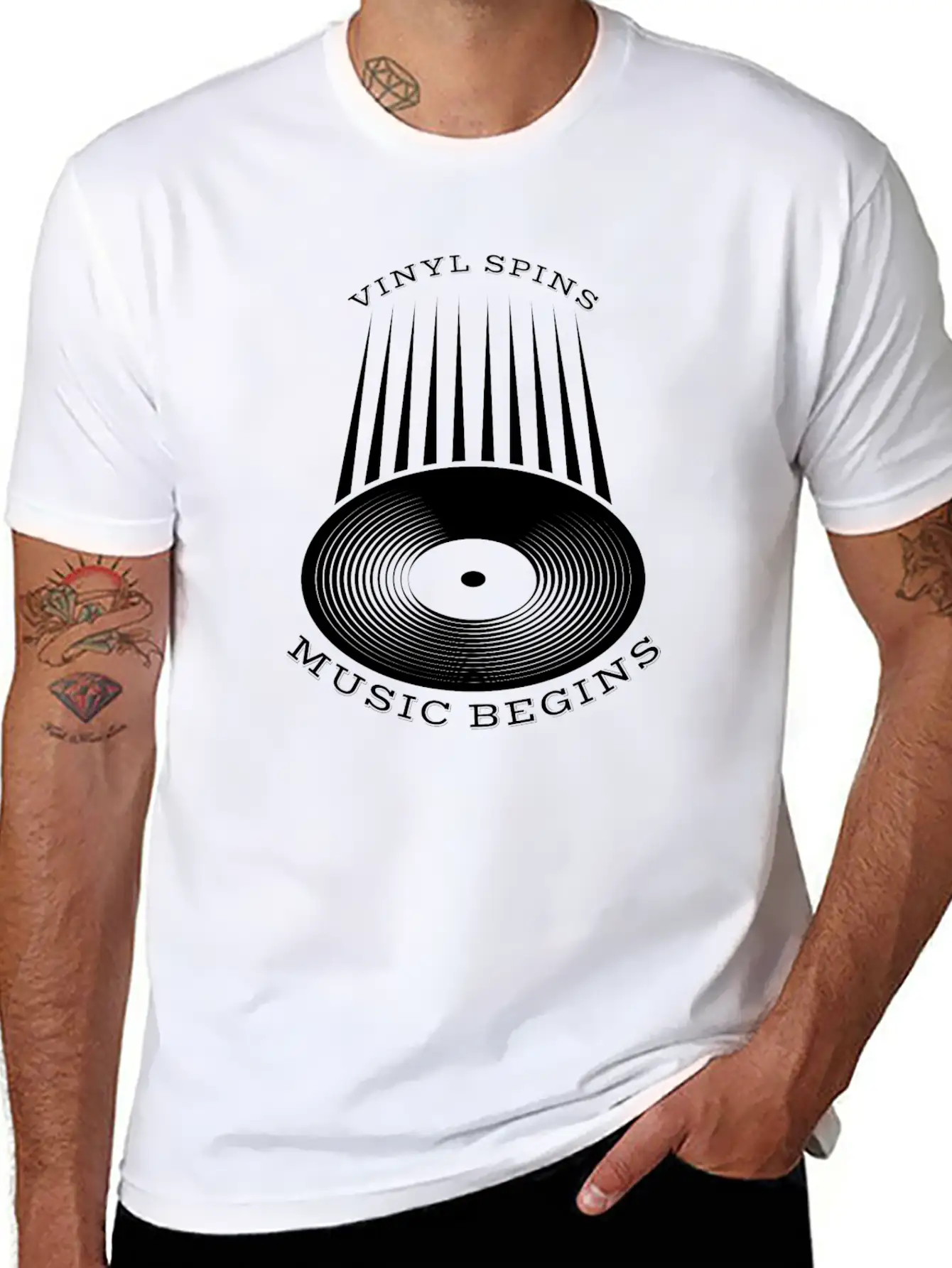Vinyl Spins Music Begins Breathable Soft Cotton T-Shirt – Timeless Casual Look