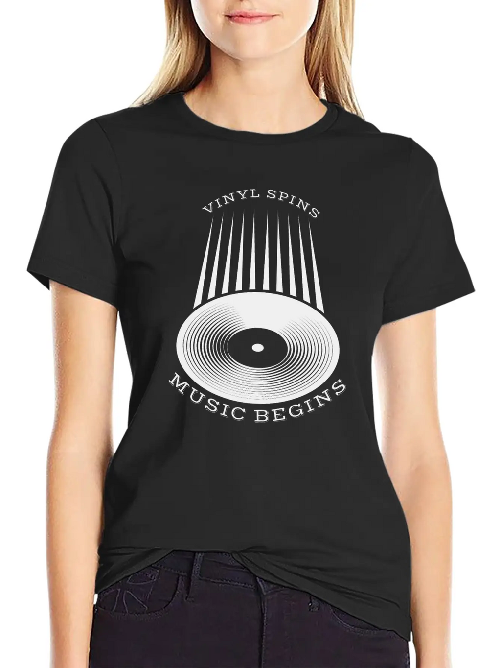 Vinyl Spins Music Begins Breathable Soft Cotton T-Shirt – Timeless Casual Look