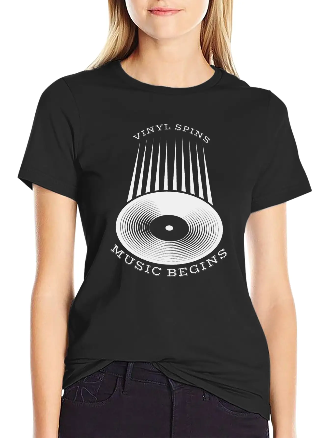 Vinyl Spins Music Begins Breathable Soft Cotton T-Shirt – Timeless Casual Look