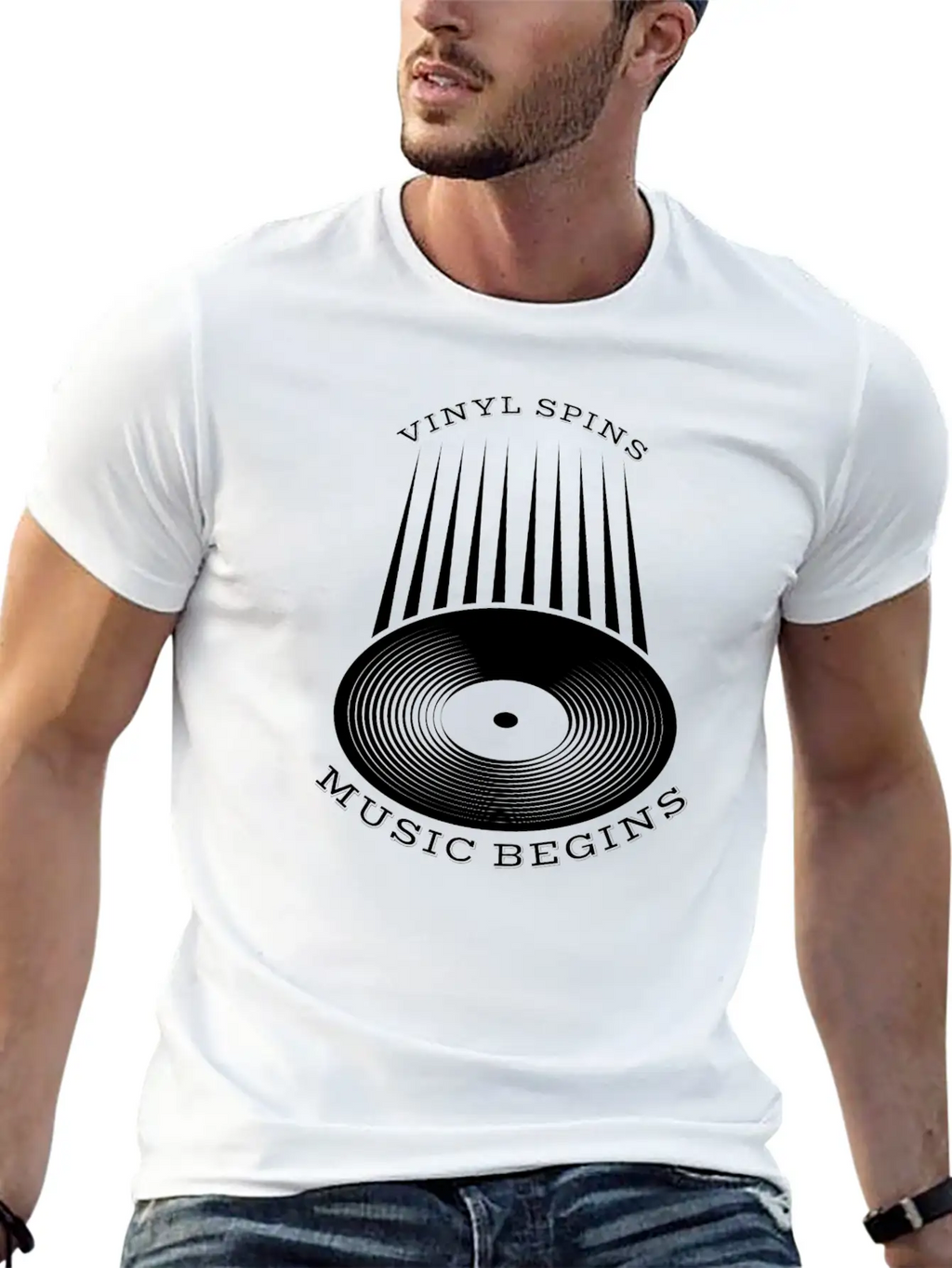 Vinyl Spins Music Begins Breathable Soft Cotton T-Shirt – Timeless Casual Look