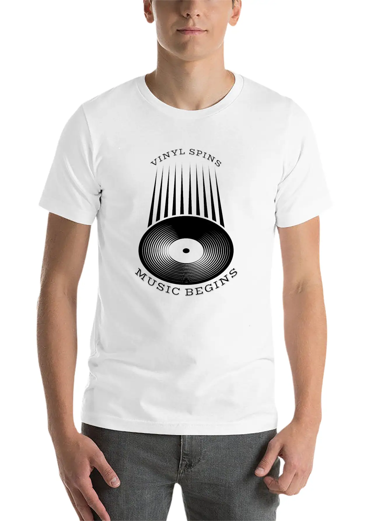 Vinyl Spins Music Begins Breathable Soft Cotton T-Shirt – Timeless Casual Look