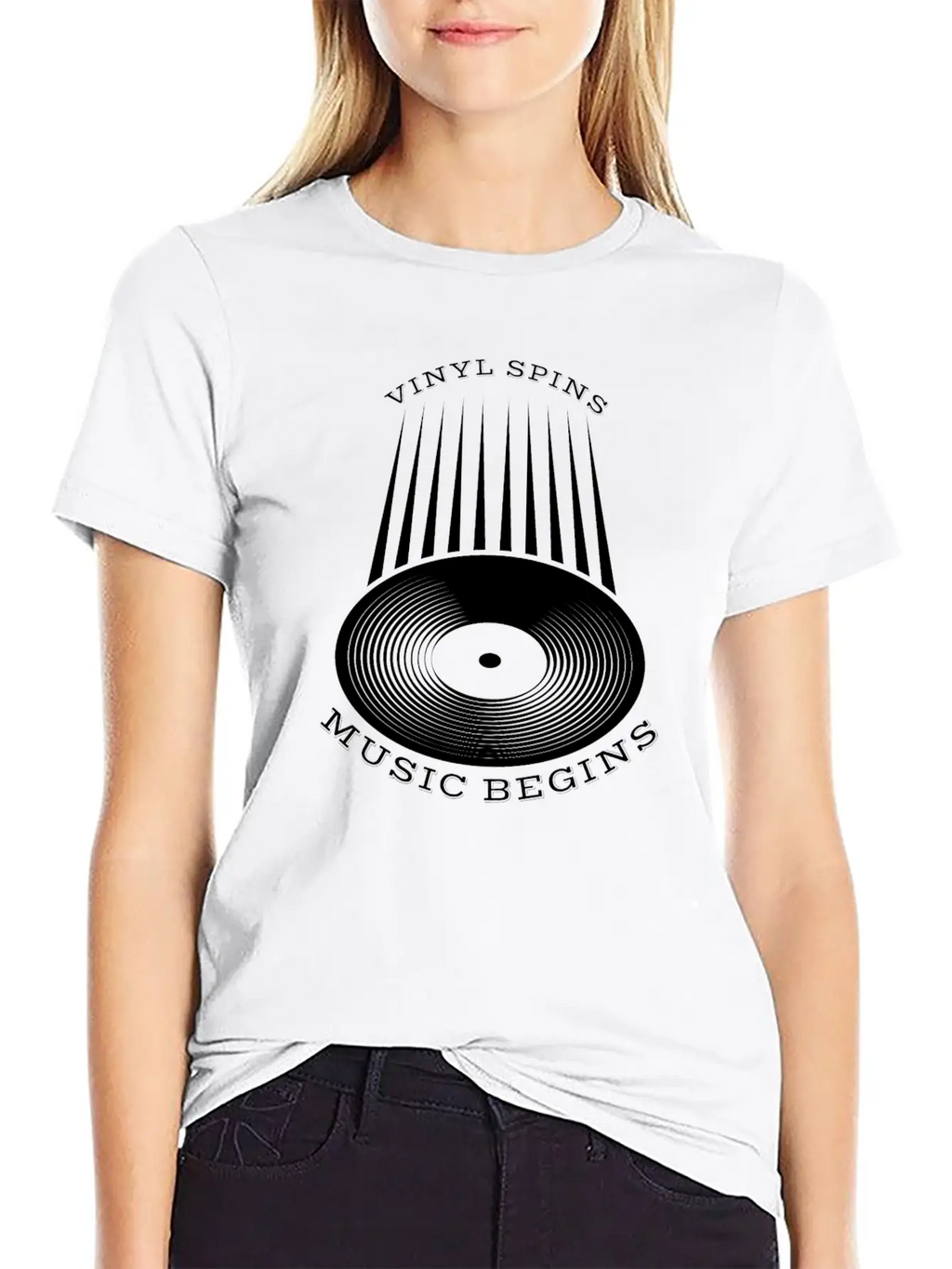 Vinyl Spins Music Begins Breathable Soft Cotton T-Shirt – Timeless Casual Look