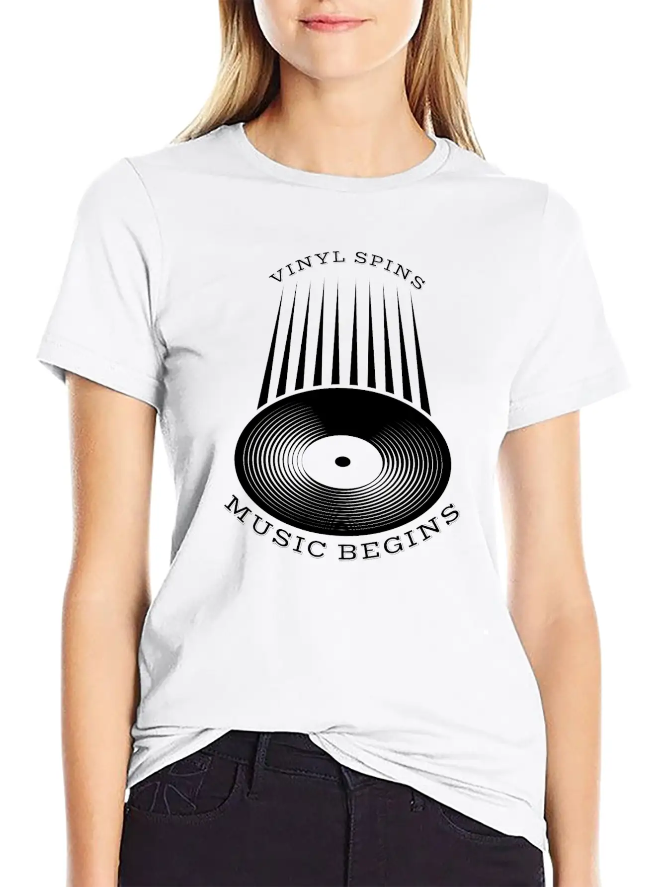 Vinyl Spins Music Begins Breathable Soft Cotton T-Shirt – Timeless Casual Look