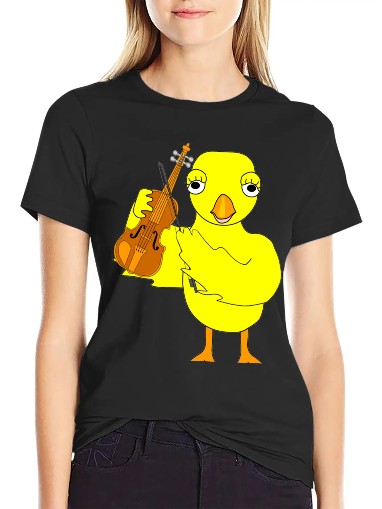 Violin Chick Basic Graphic T-Shirt – Daily Comfort In Soft Cotton