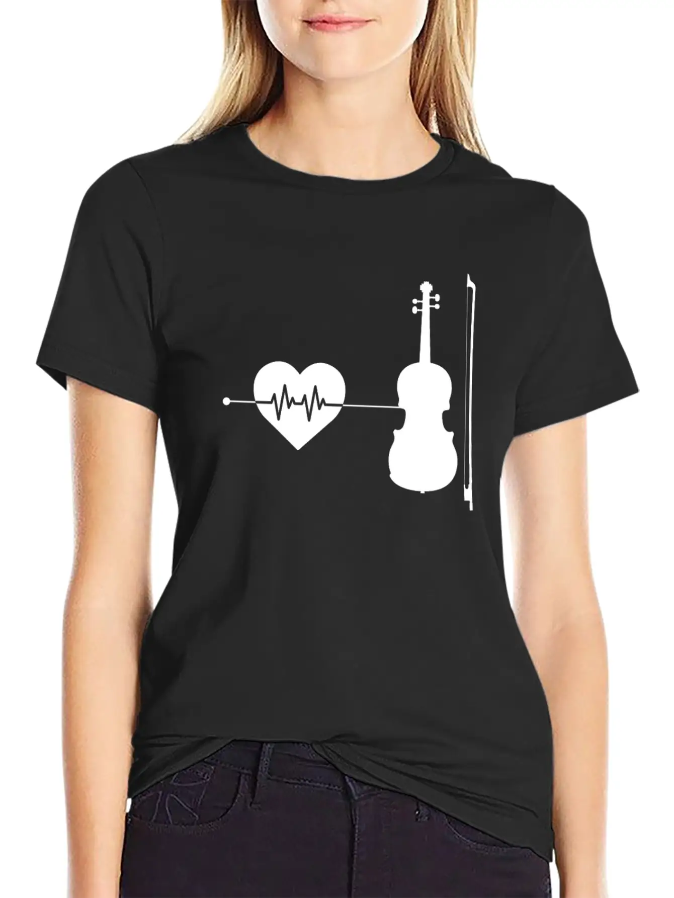 Violin Heartbeat Modern Fit Casual T-Shirt – Clean And Versatile Design