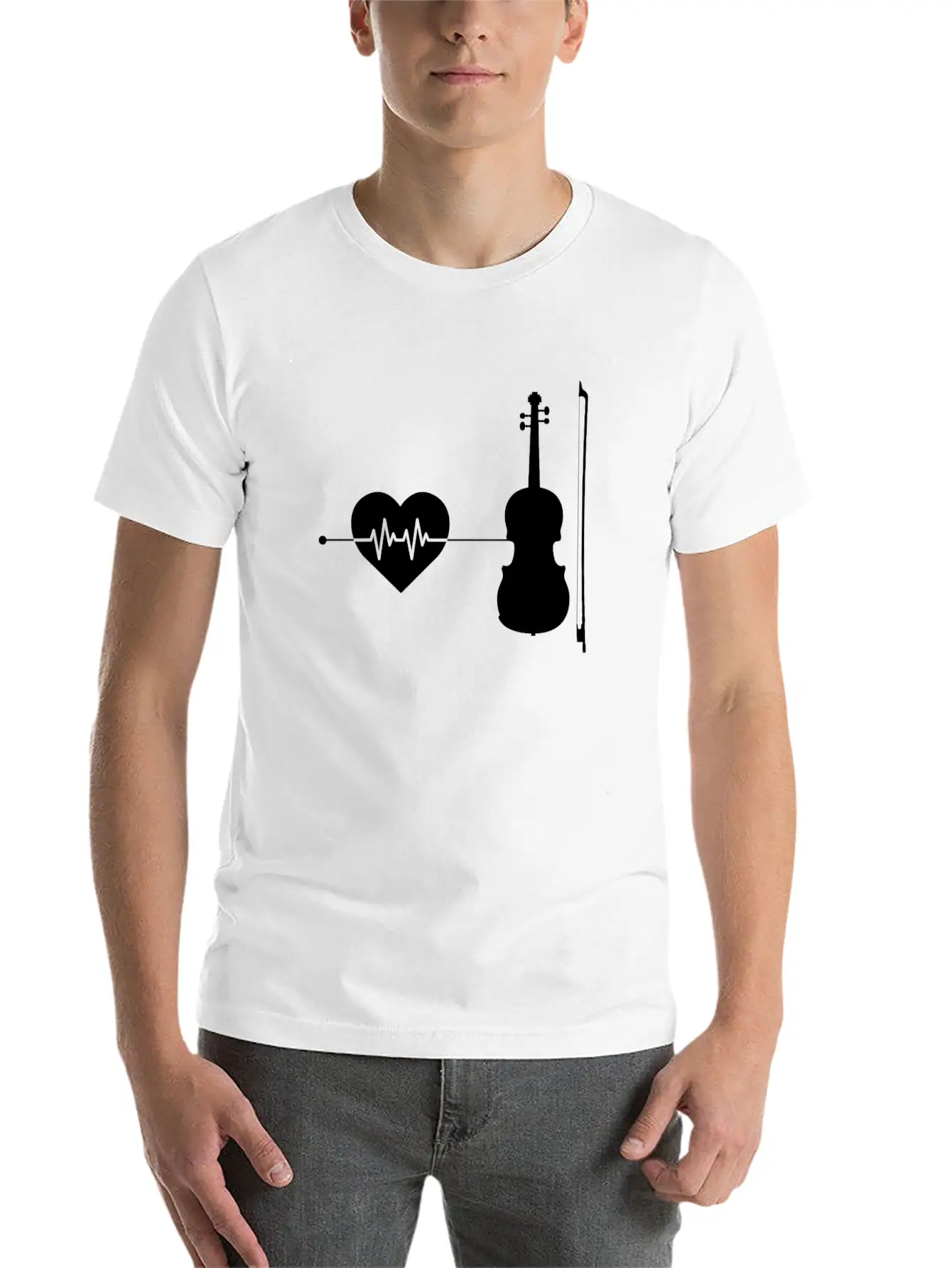 Violin Heartbeat Modern Fit Casual T-Shirt – Clean And Versatile Design