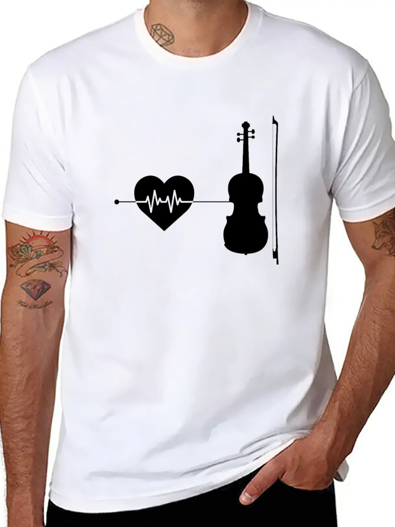 Violin Heartbeat Modern Fit Casual T-Shirt – Clean And Versatile Design