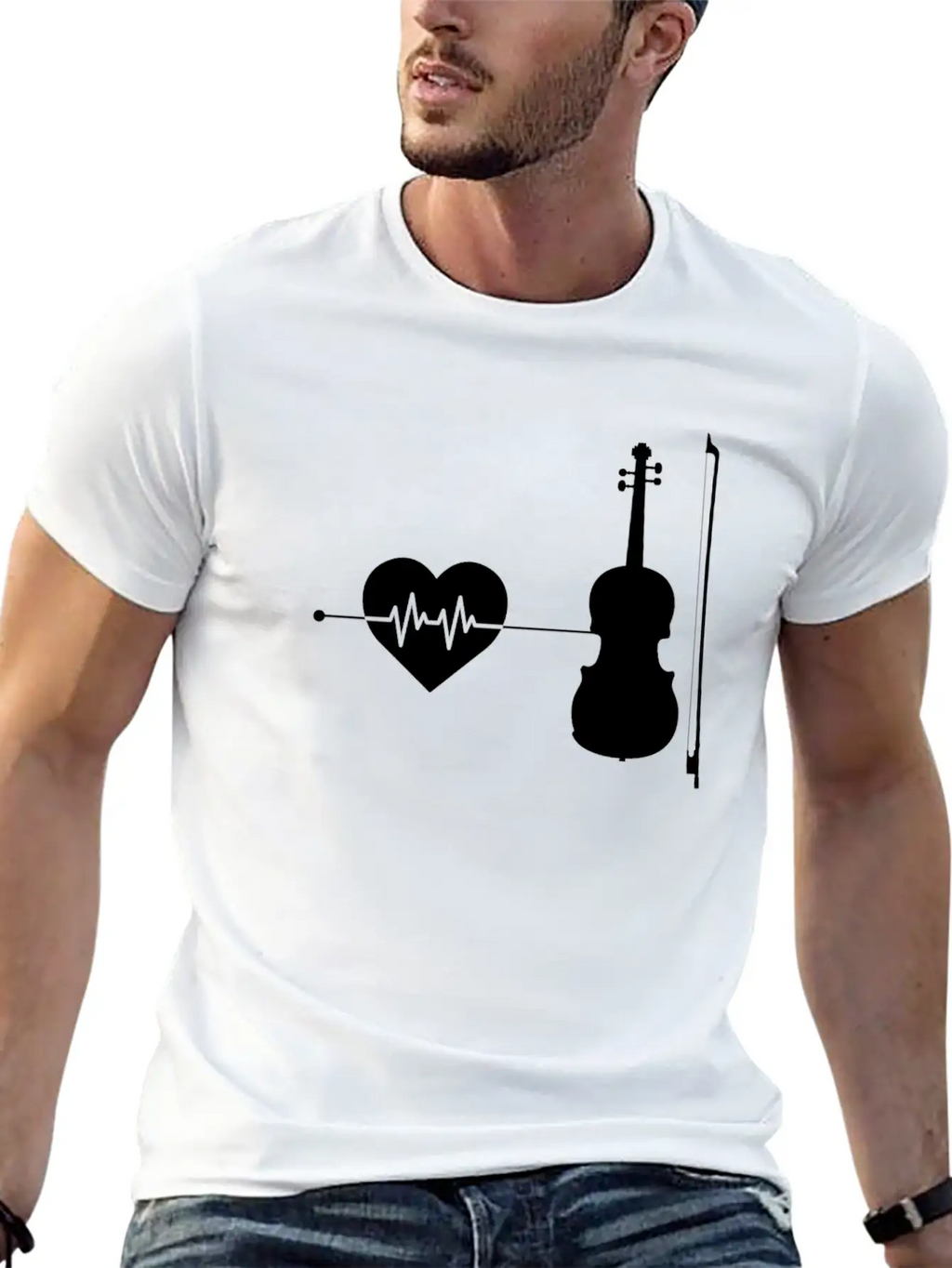 Violin Heartbeat Modern Fit Casual T-Shirt – Clean And Versatile Design