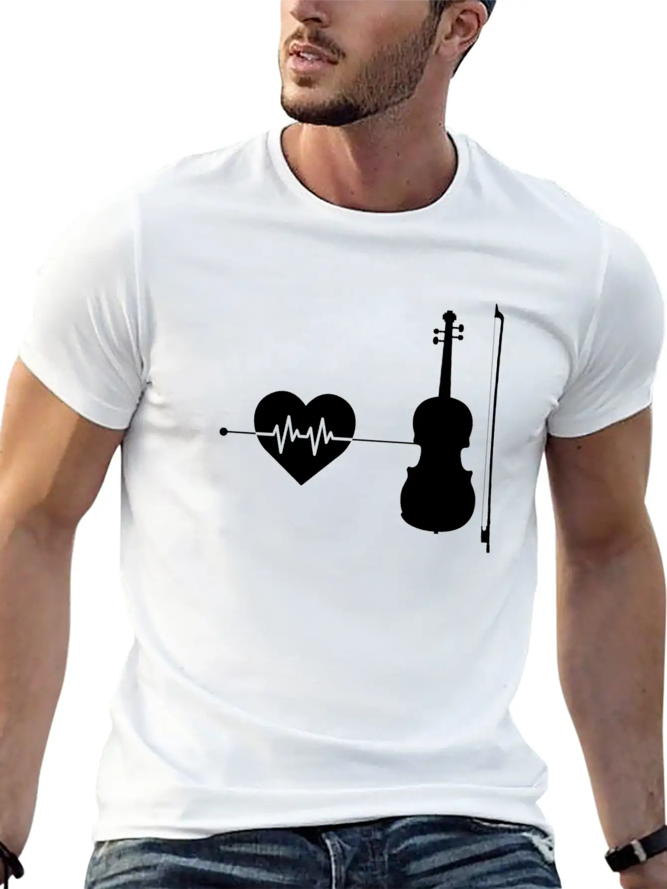 Violin Heartbeat Modern Fit Casual T-Shirt – Clean And Versatile Design