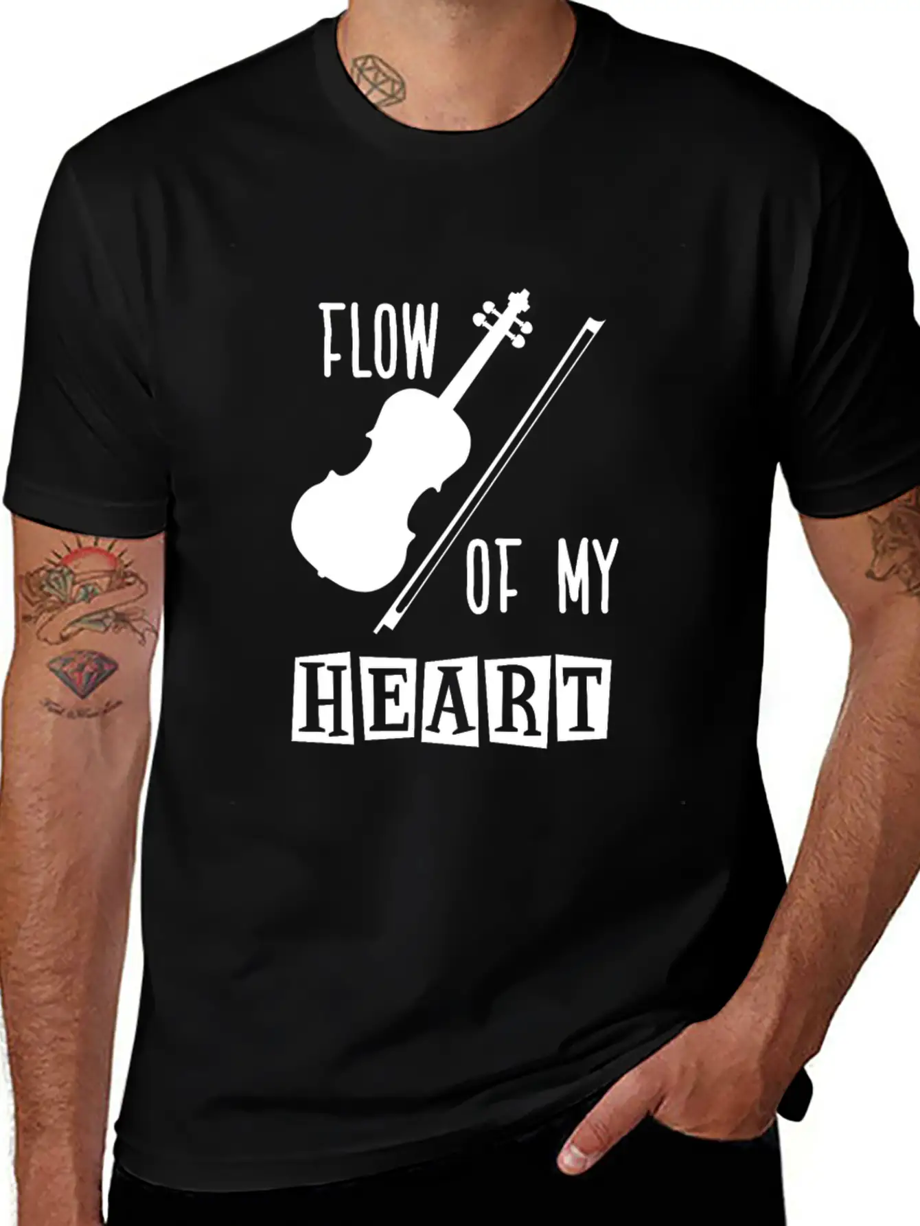 Violin Rythm In My Heart Relaxed Everyday Tee – Lightweight And Durable Cotton