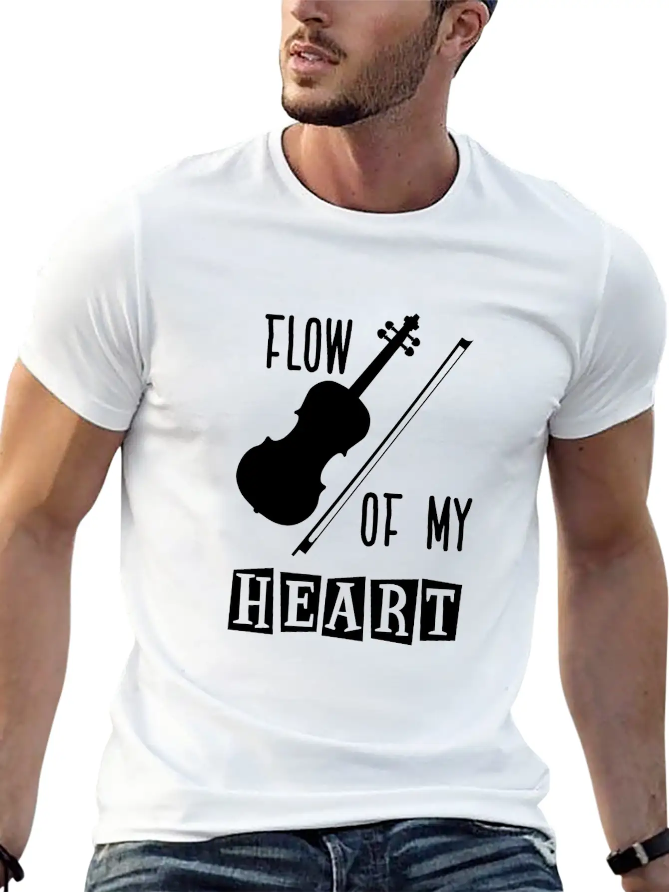 Violin Rythm In My Heart Relaxed Everyday Tee – Lightweight And Durable Cotton