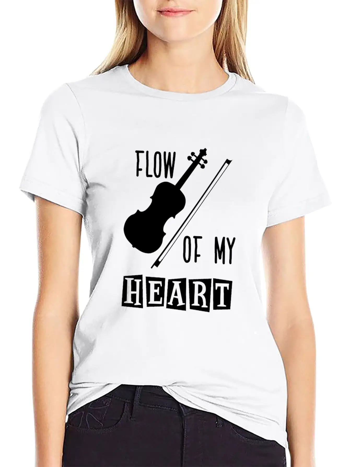 Violin Rythm In My Heart Relaxed Everyday Tee – Lightweight And Durable Cotton
