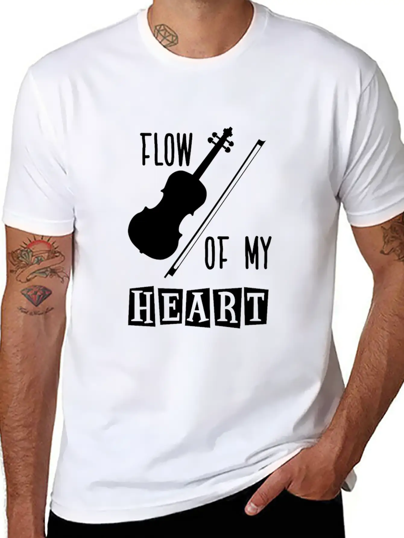 Violin Rythm In My Heart Relaxed Everyday Tee – Lightweight And Durable Cotton