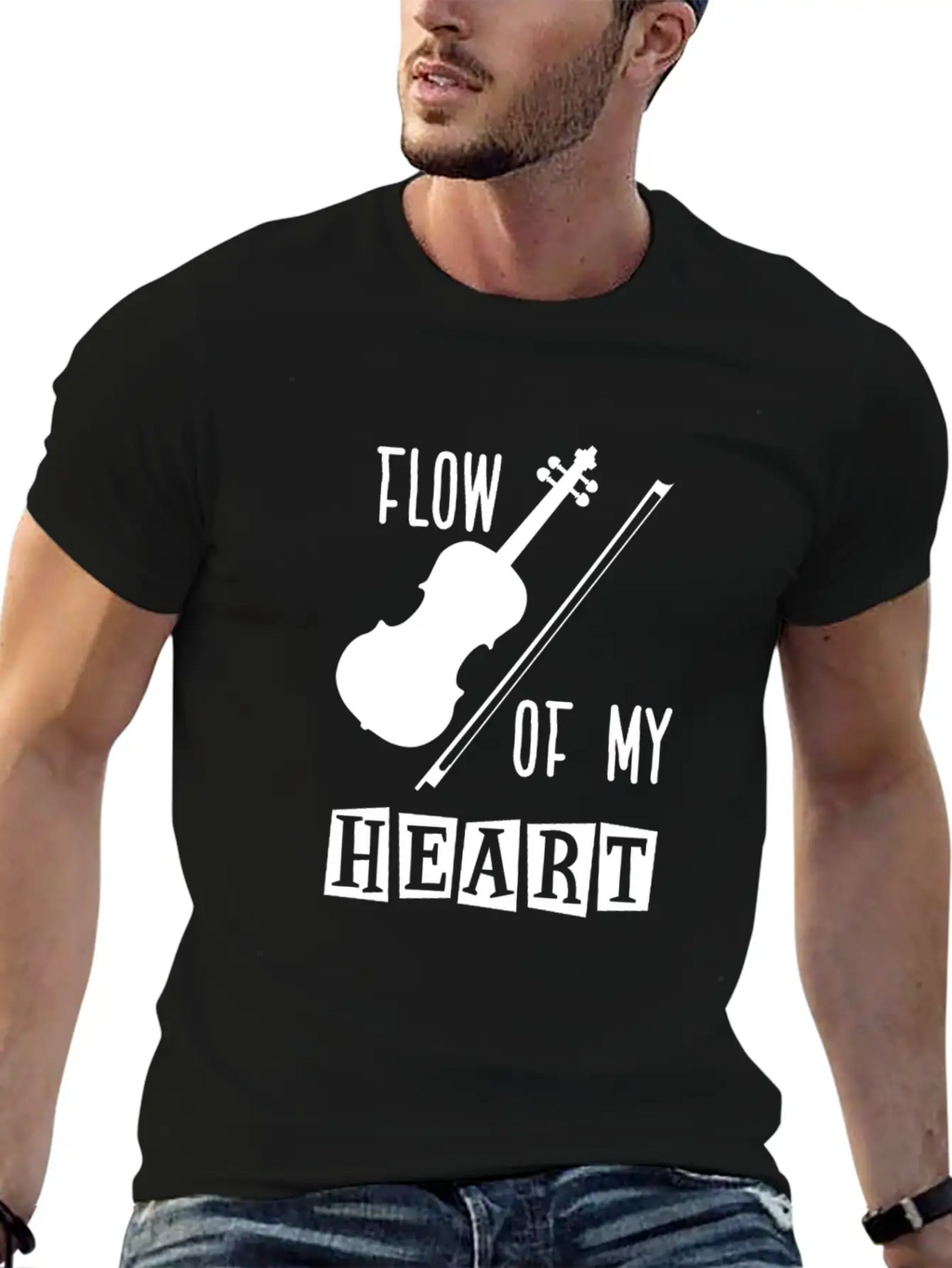 Violin Rythm In My Heart Relaxed Everyday Tee – Lightweight And Durable Cotton