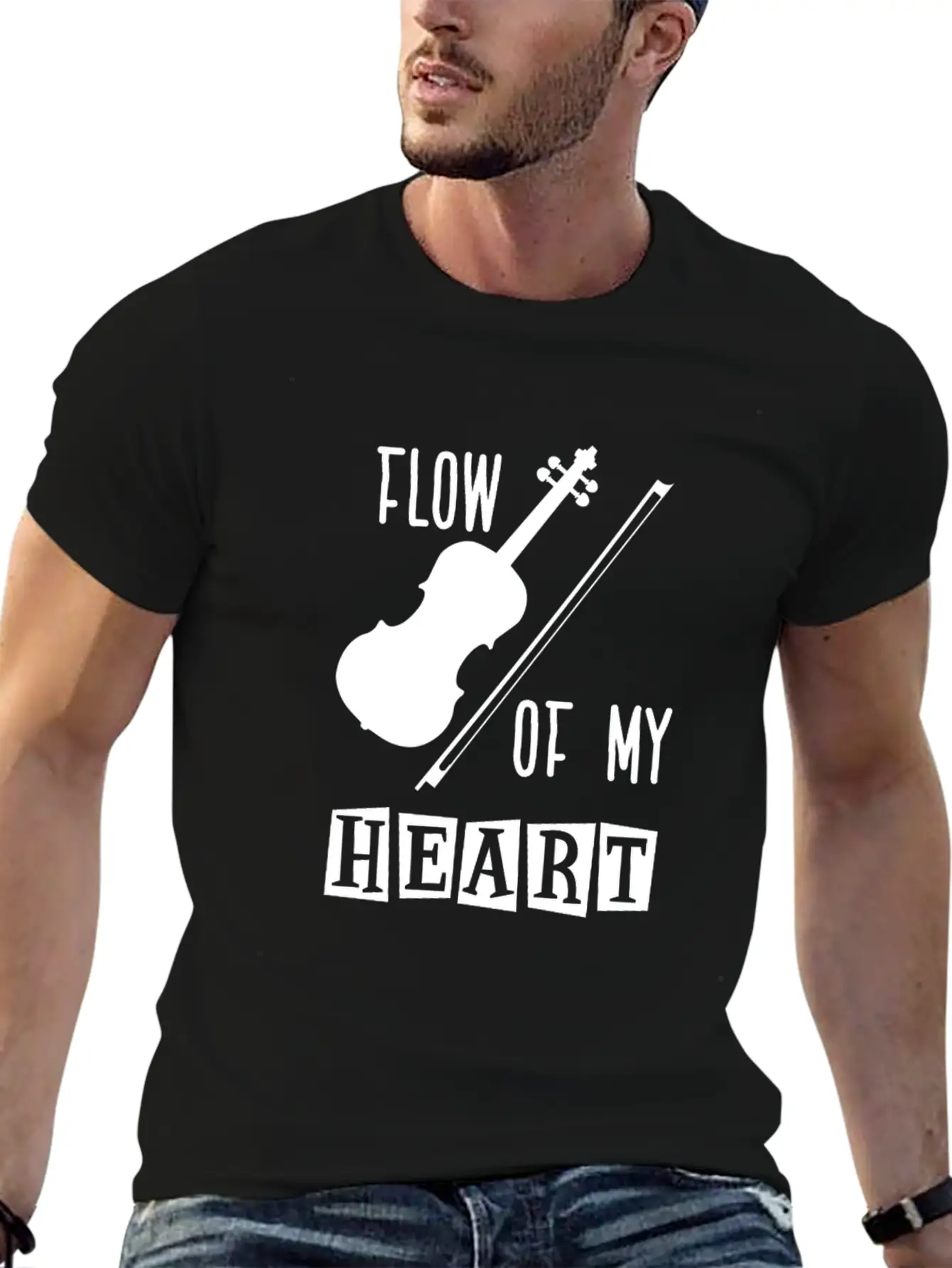 Violin Rythm In My Heart Relaxed Everyday Tee – Lightweight And Durable Cotton