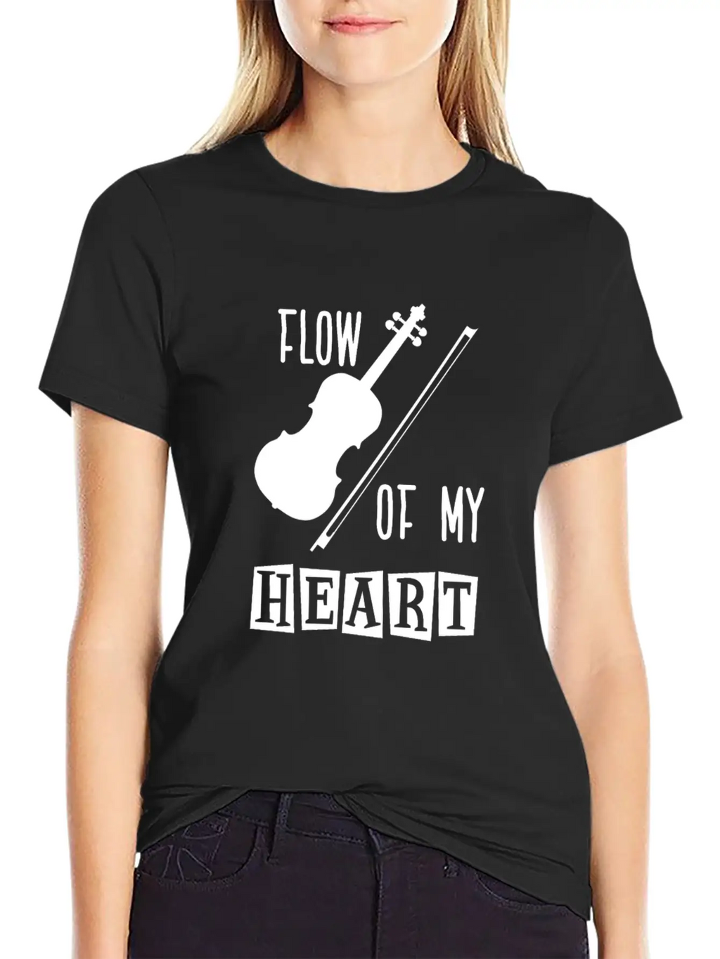 Violin Rythm In My Heart Relaxed Everyday Tee – Lightweight And Durable Cotton