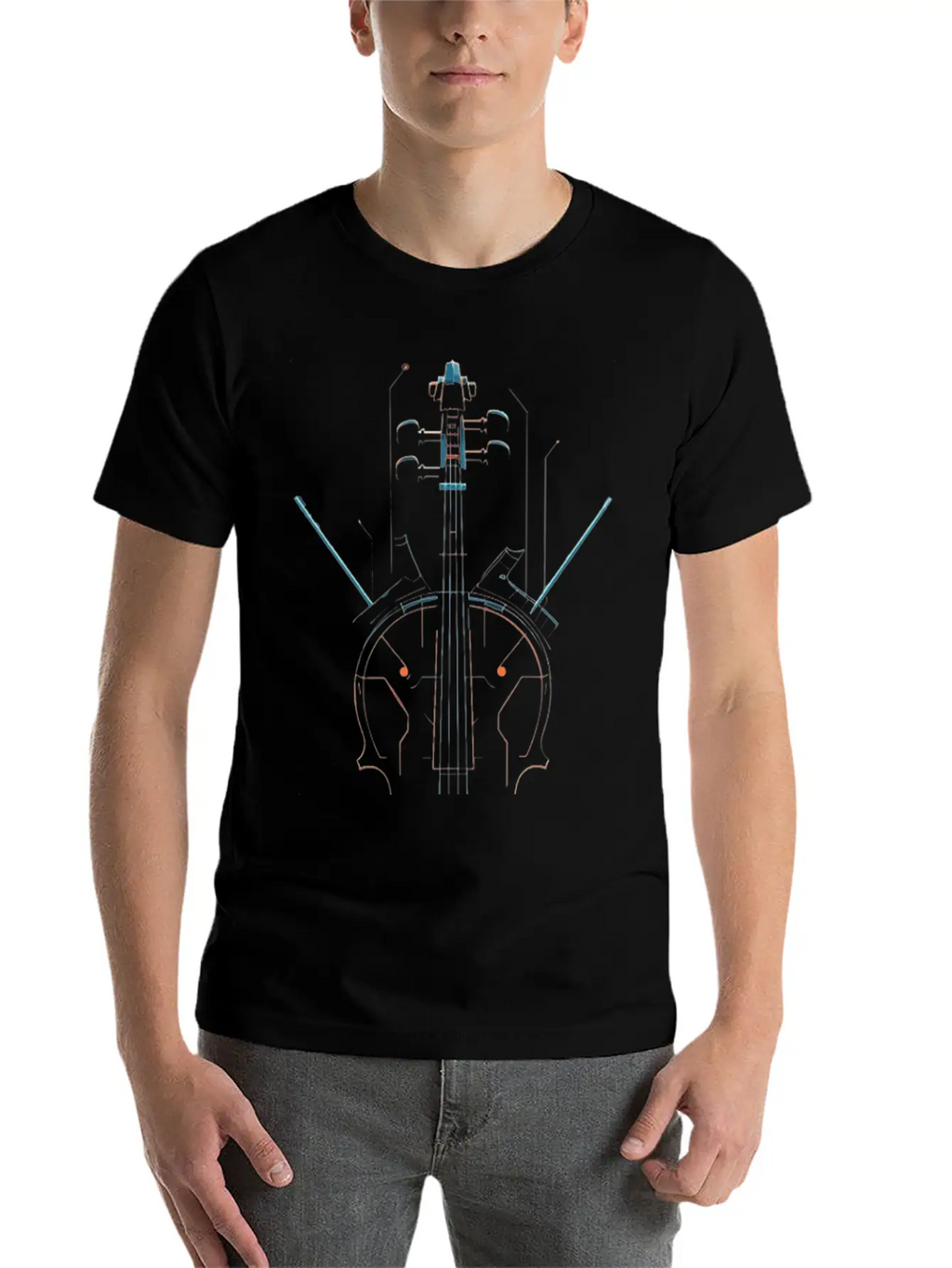 Violin Sketch Unisex Casual T-Shirt – Clean Design For Daily Comfort