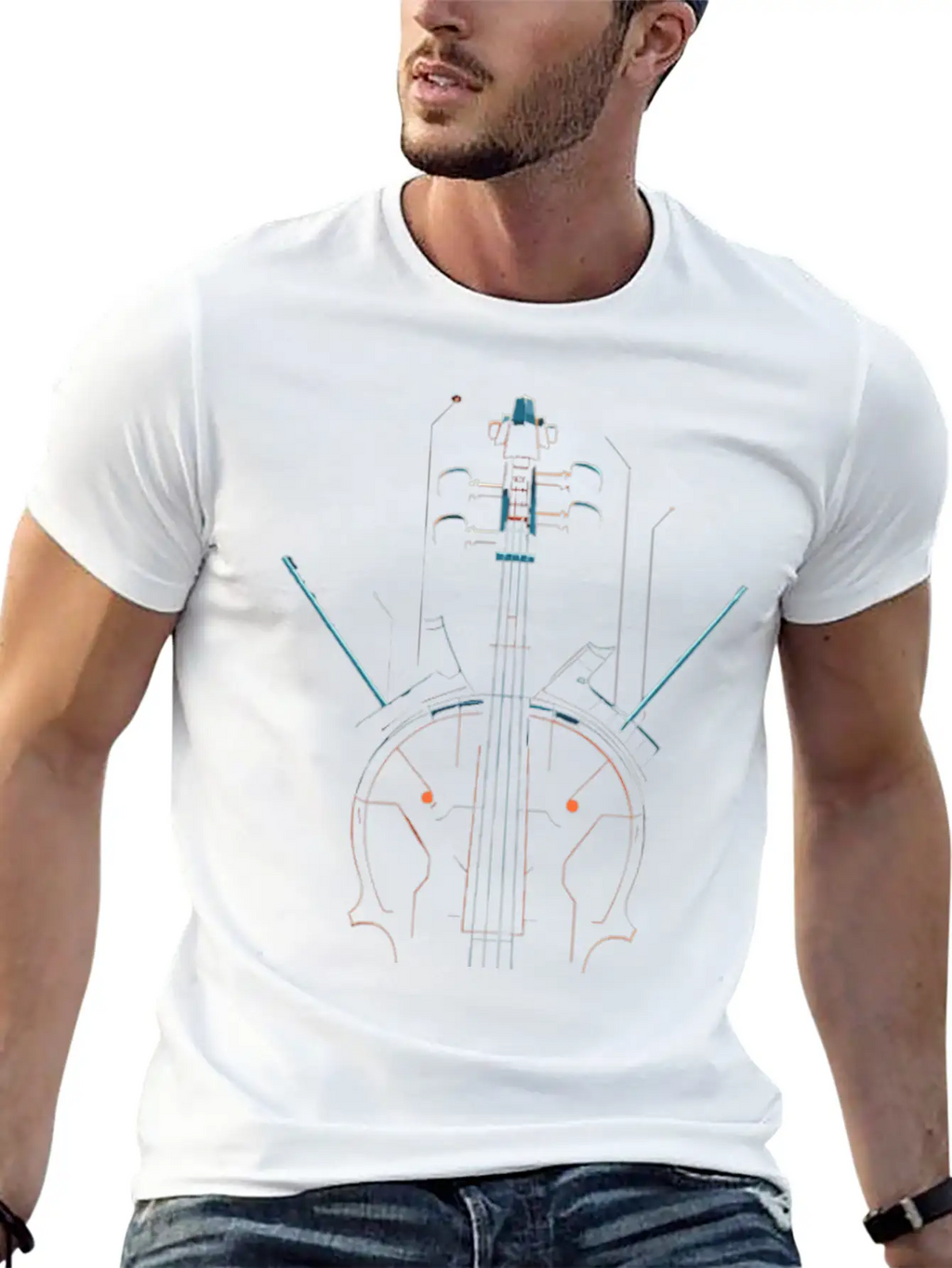 Violin Sketch Unisex Casual T-Shirt – Clean Design For Daily Comfort