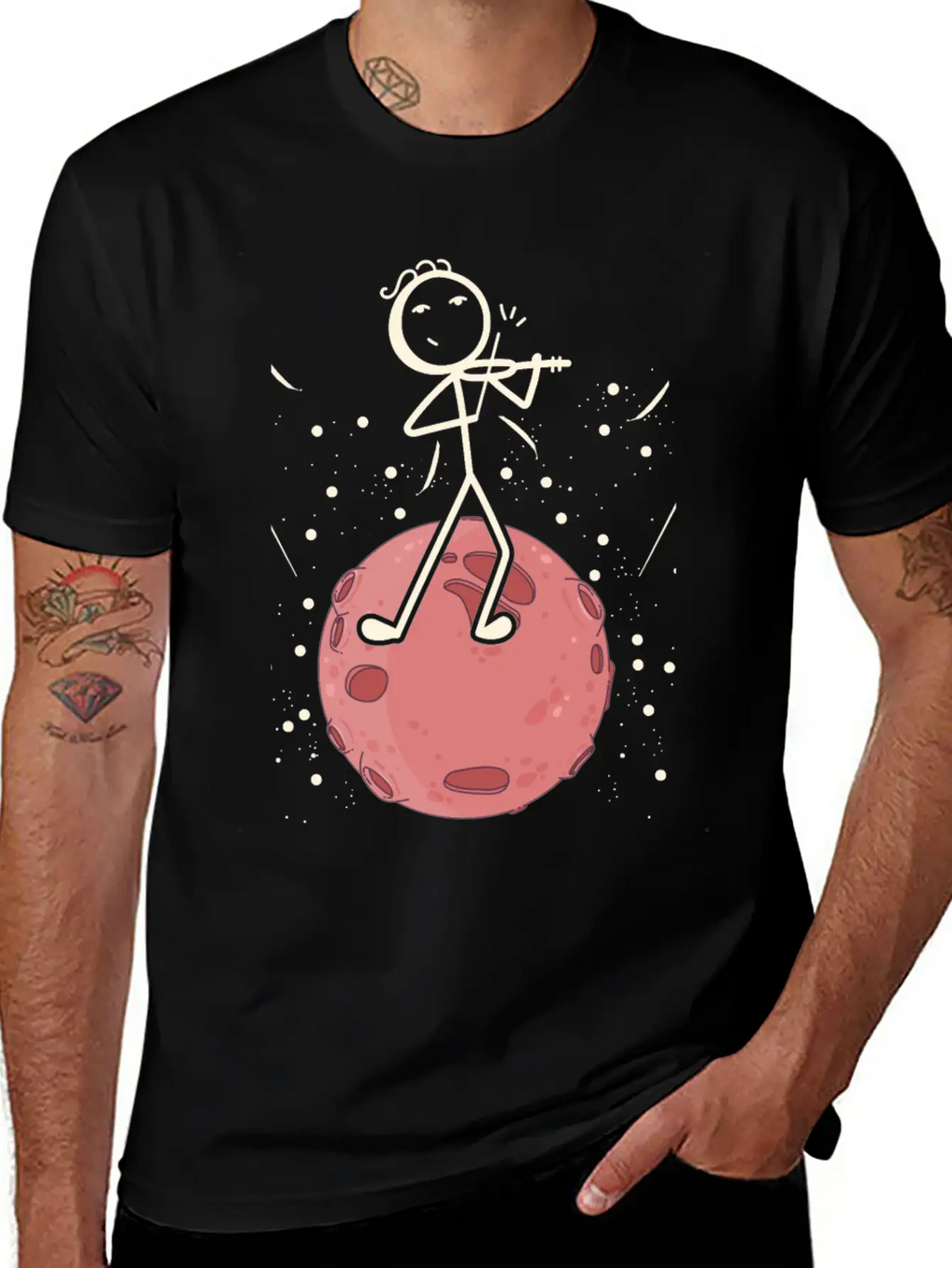 Violin Stick Player In Planet Violin Music Violin Classic Cotton Tee – Unisex Comfort For Any Season