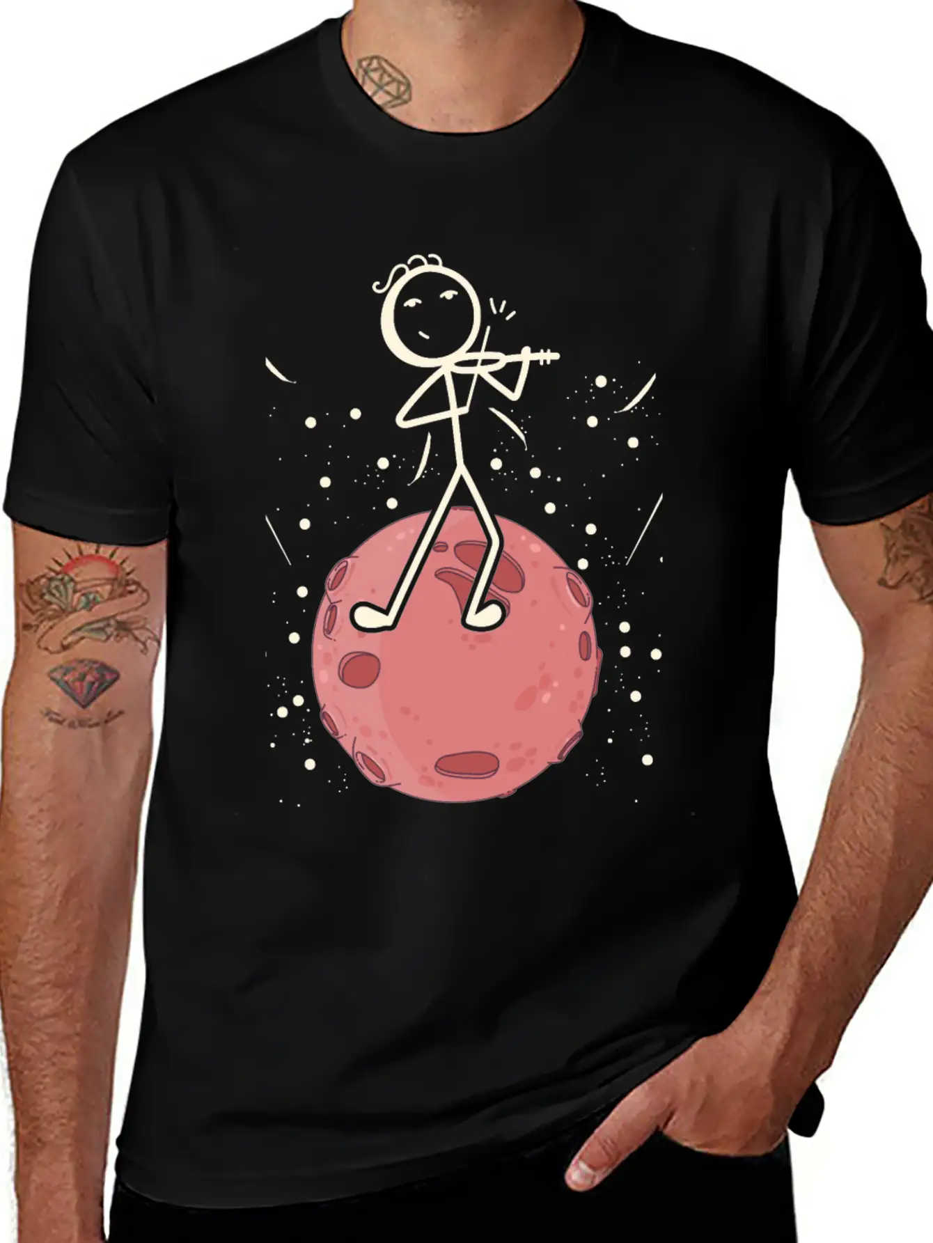 Violin Stick Player In Planet Violin Music Violin Classic Cotton Tee – Unisex Comfort For Any Season