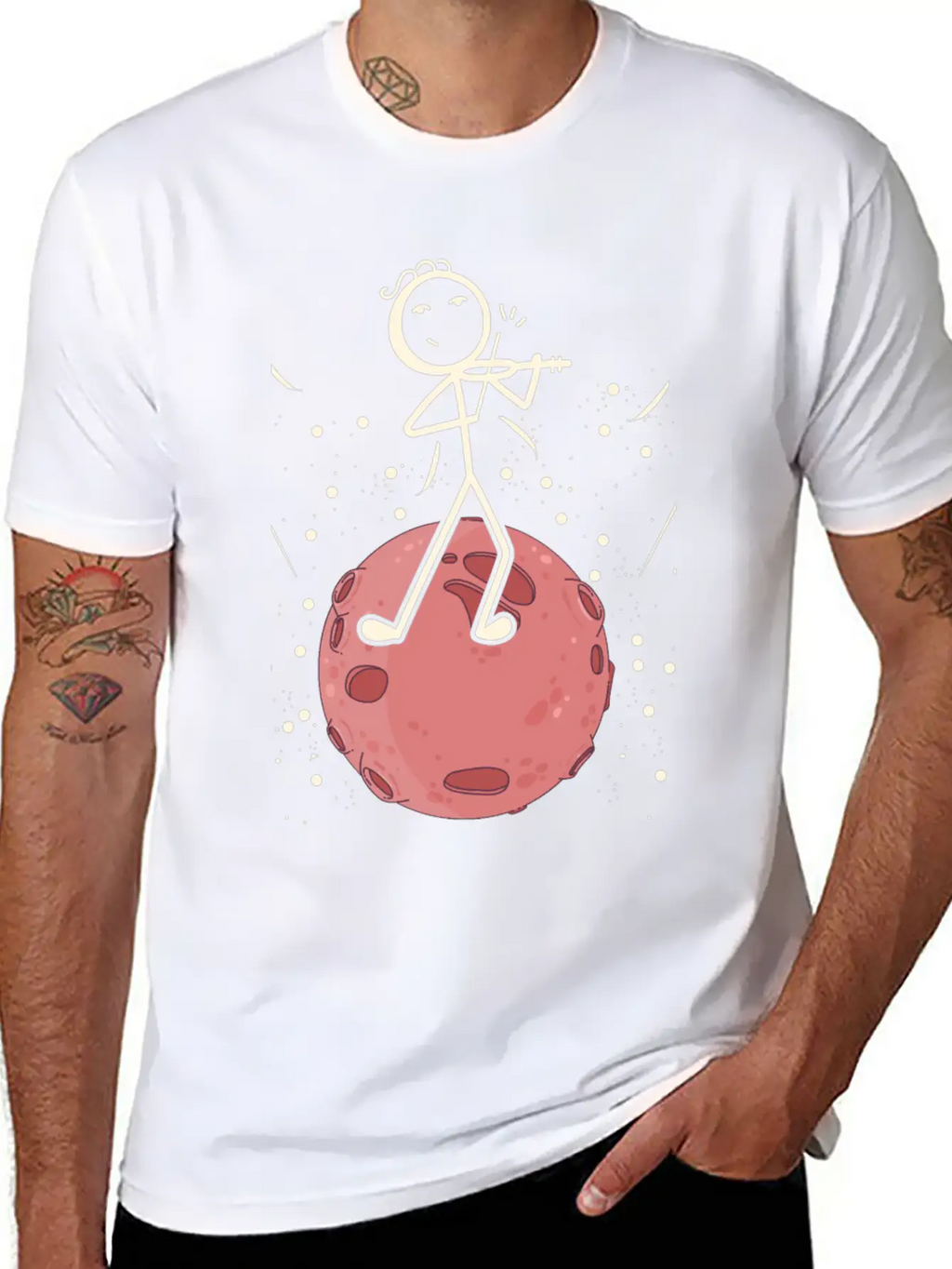 Violin Stick Player In Planet Violin Music Violin Classic Cotton Tee – Unisex Comfort For Any Season
