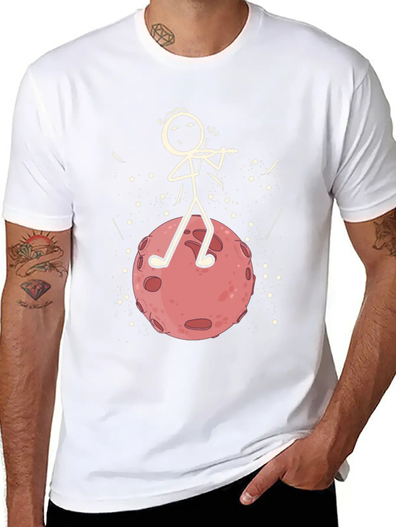 Violin Stick Player In Planet Violin Music Violin Classic Cotton Tee – Unisex Comfort For Any Season