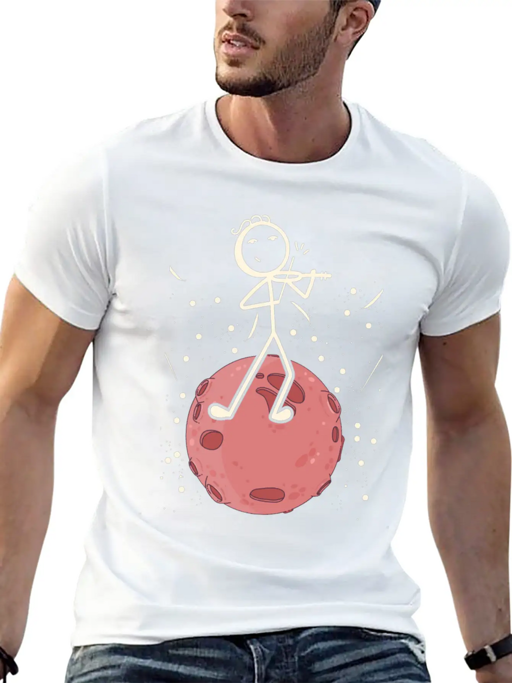 Violin Stick Player In Planet Violin Music Violin Classic Cotton Tee – Unisex Comfort For Any Season