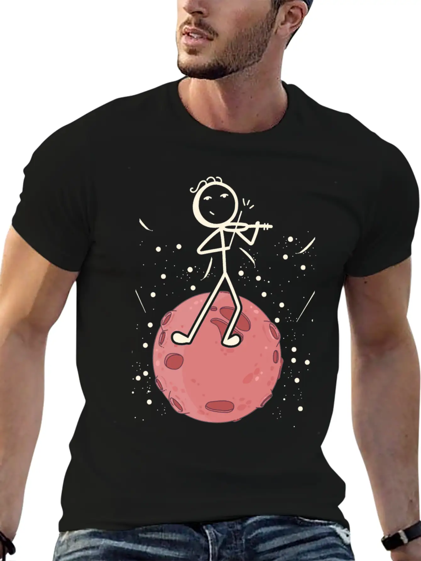 Violin Stick Player In Planet Violin Music Violin Classic Cotton Tee – Unisex Comfort For Any Season