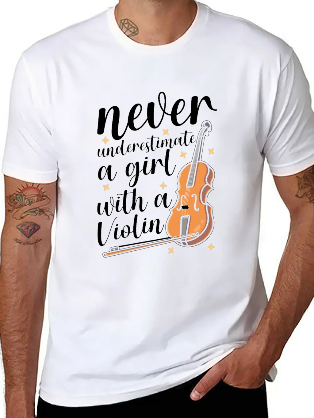 Violin Violinist Girl Essential Cotton Tee For Daily Outfits – Unisex Style