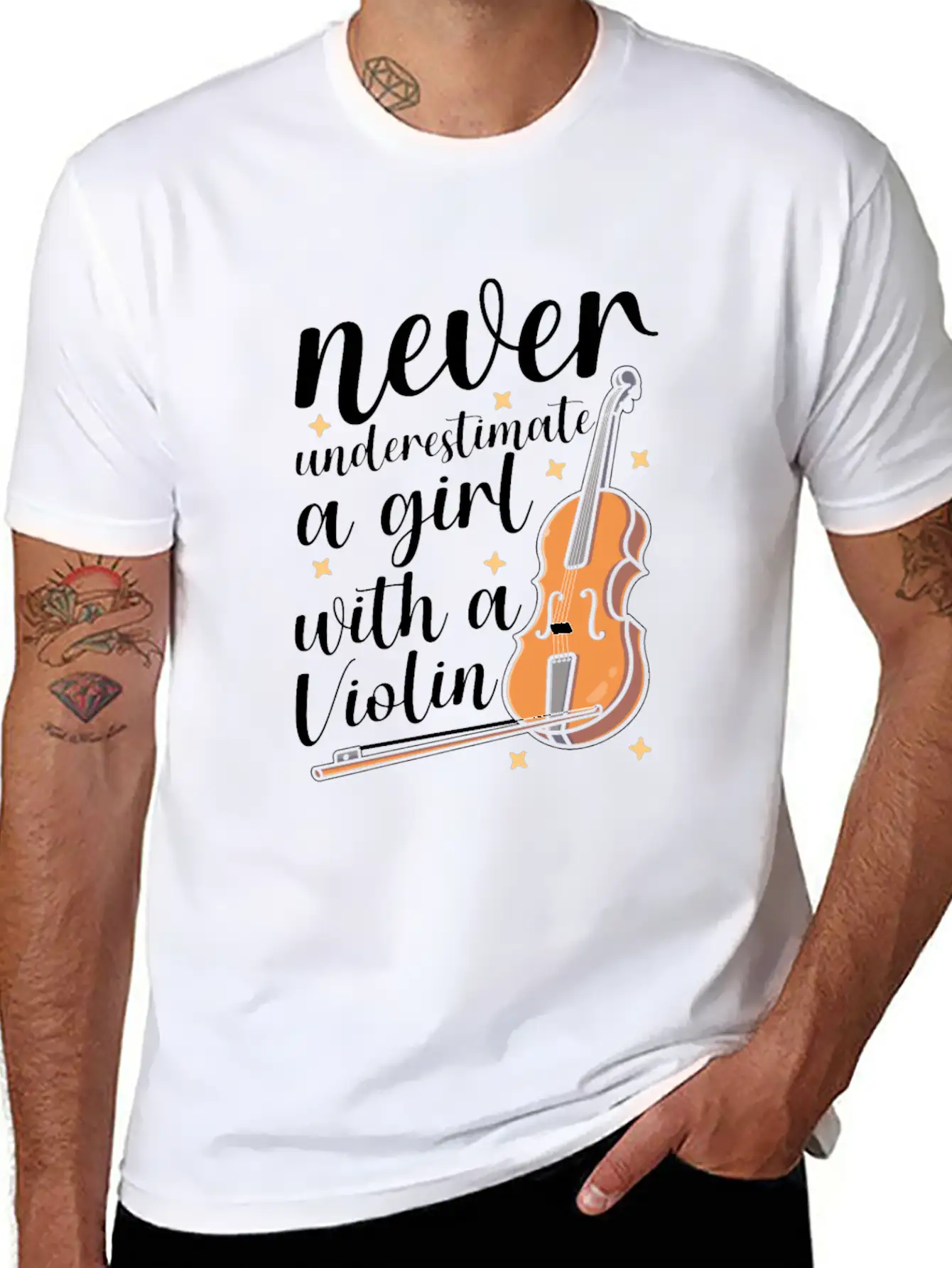 Violin Violinist Girl Essential Cotton Tee For Daily Outfits – Unisex Style