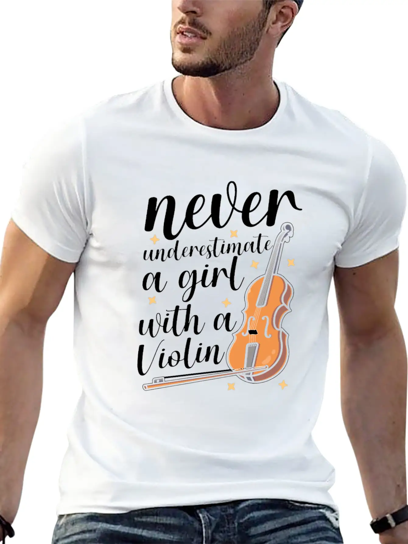 Violin Violinist Girl Essential Cotton Tee For Daily Outfits – Unisex Style