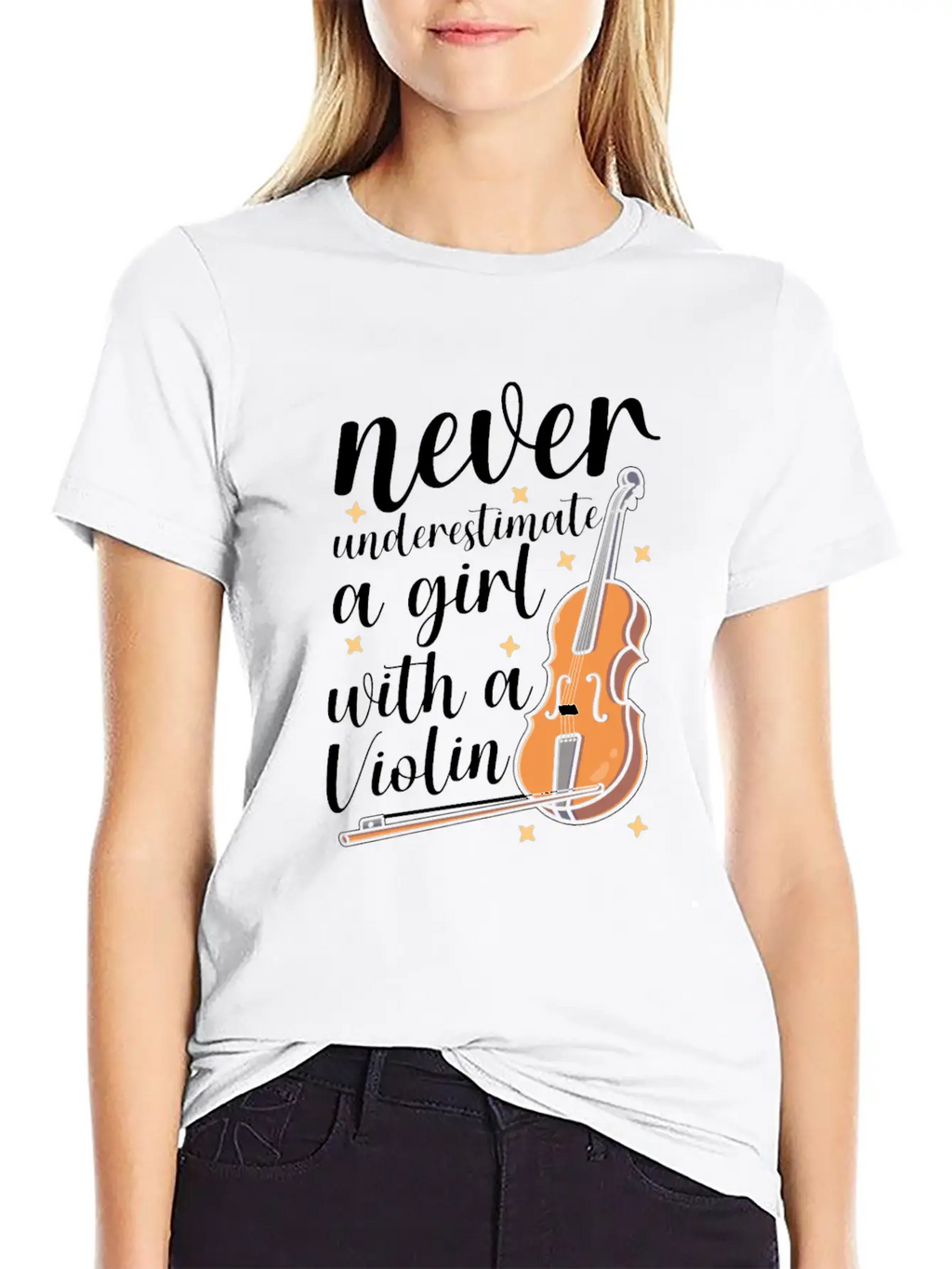 Violin Violinist Girl Essential Cotton Tee For Daily Outfits – Unisex Style