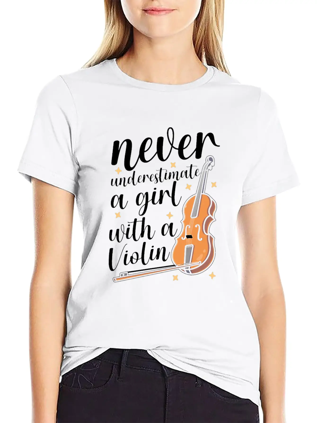 Violin Violinist Girl Essential Cotton Tee For Daily Outfits – Unisex Style