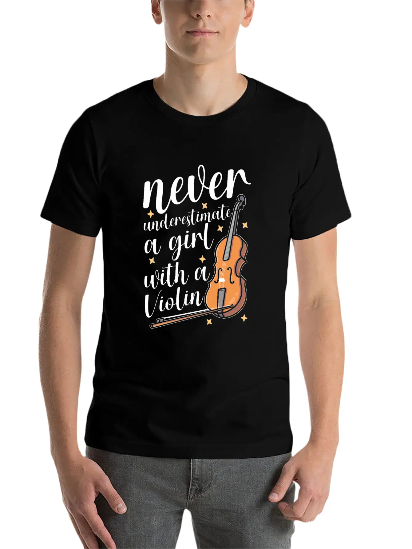 Violin Violinist Girl Essential Cotton Tee For Daily Outfits – Unisex Style