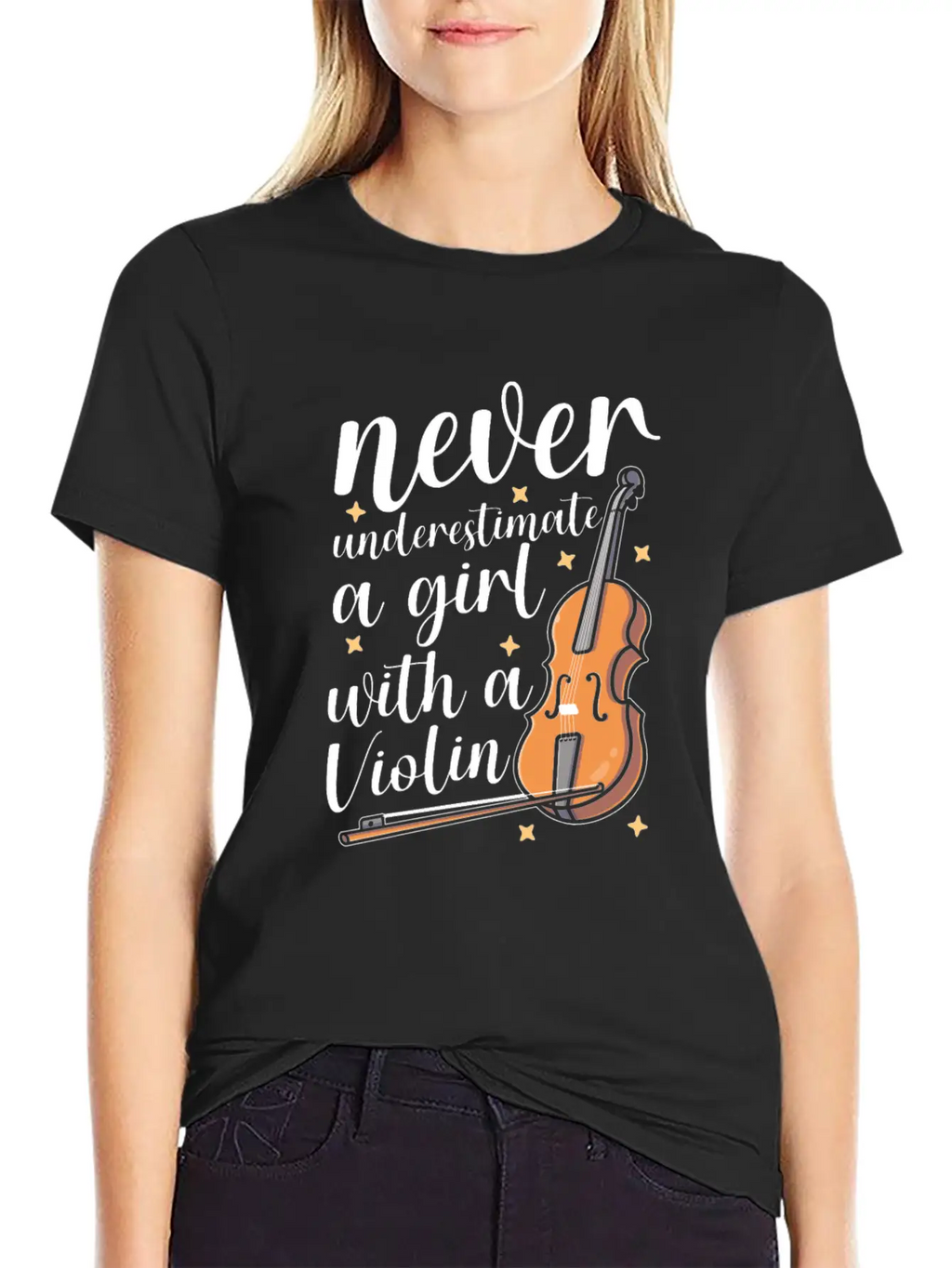 Violin Violinist Girl Essential Cotton Tee For Daily Outfits – Unisex Style