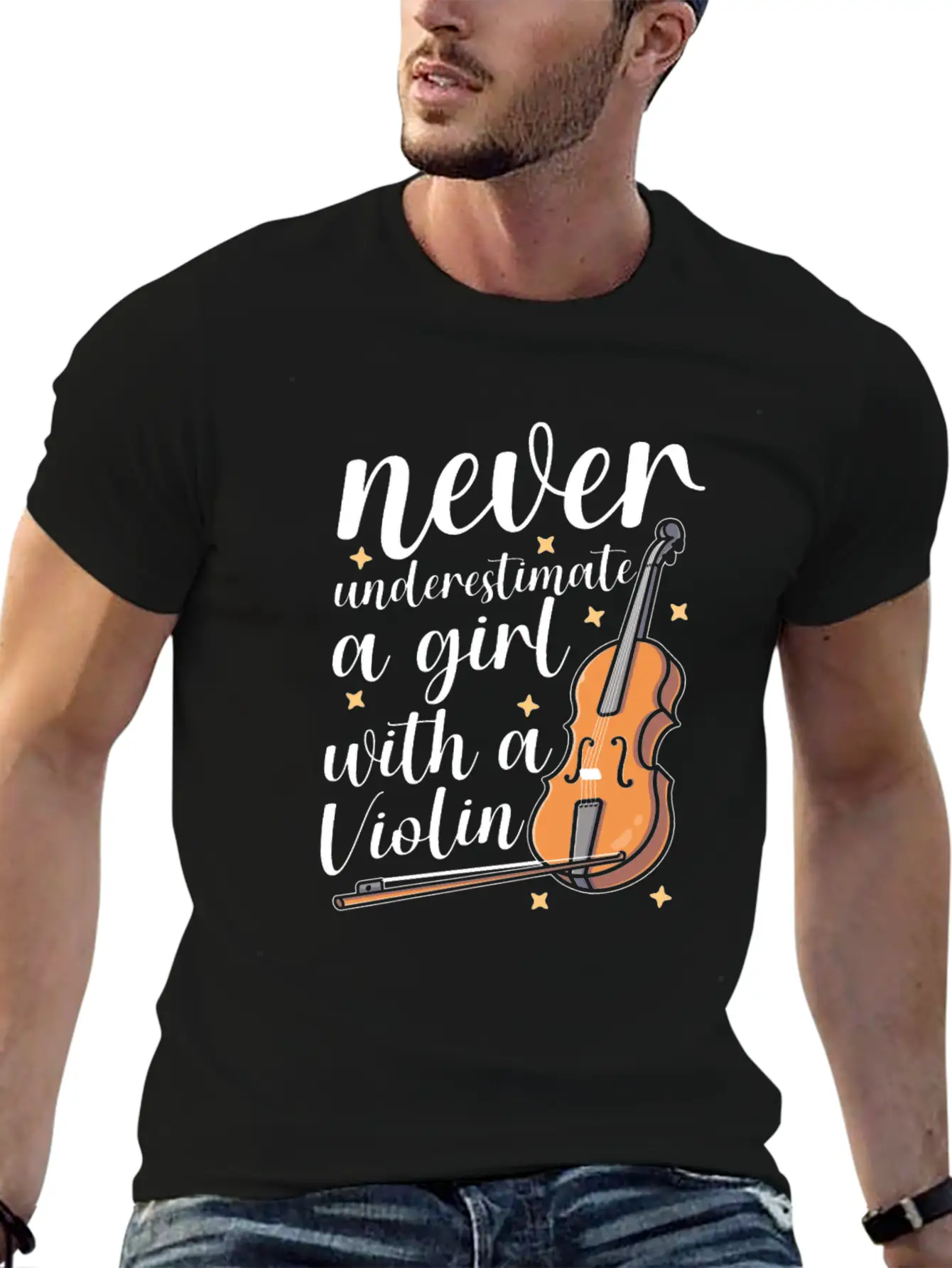 Violin Violinist Girl Essential Cotton Tee For Daily Outfits – Unisex Style
