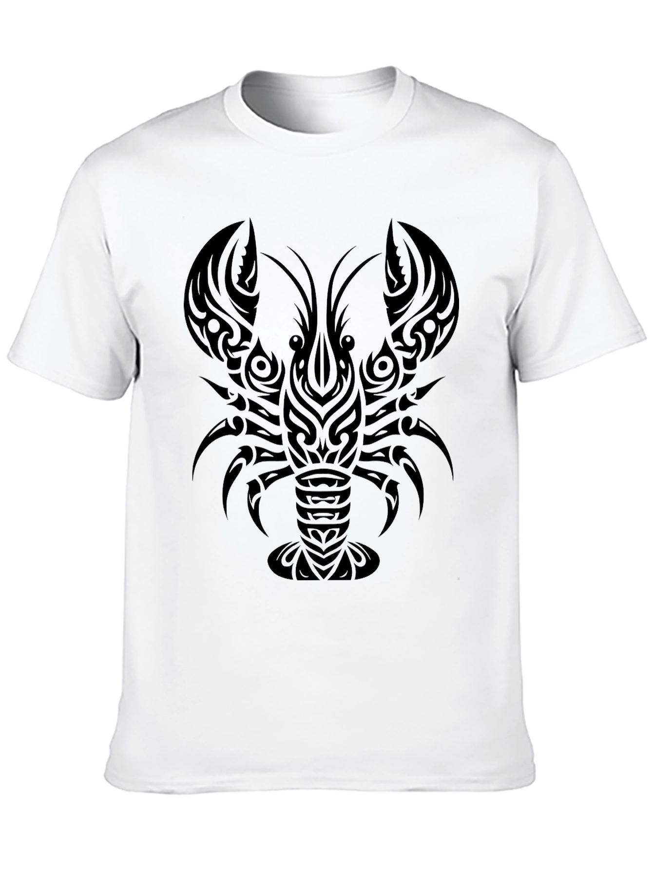 Tribal Lobster Graphic Black T-Shirt
