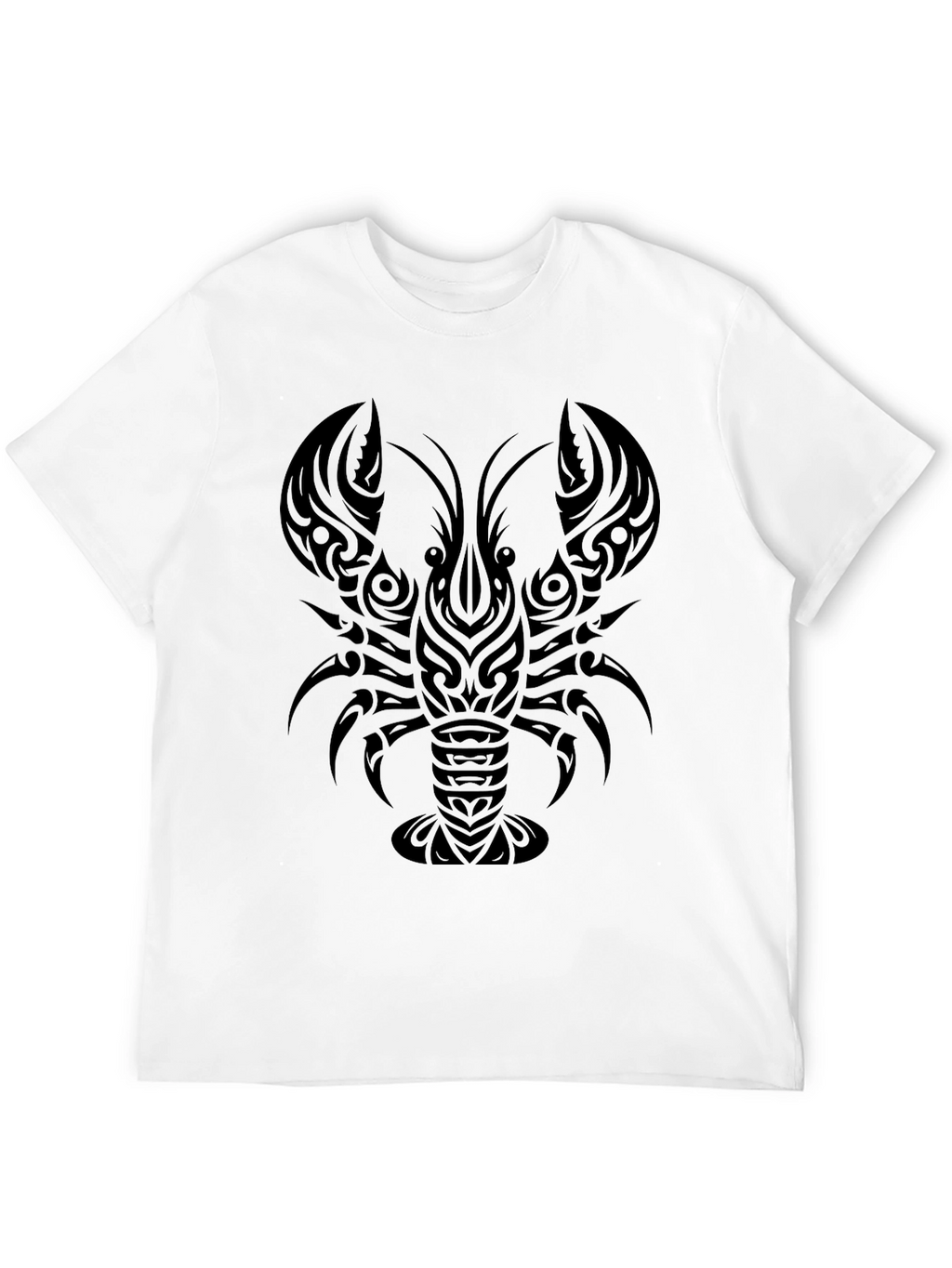 Tribal Lobster Graphic Black T-Shirt